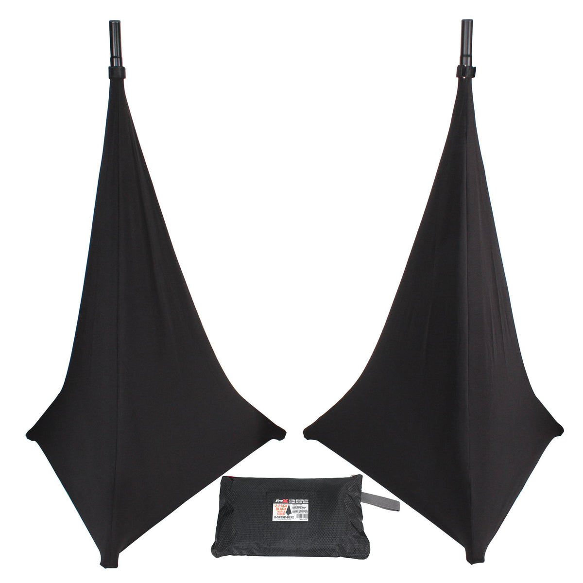ProX Two-Pack Three Side Speaker Stand Cover Scrim (Black).
