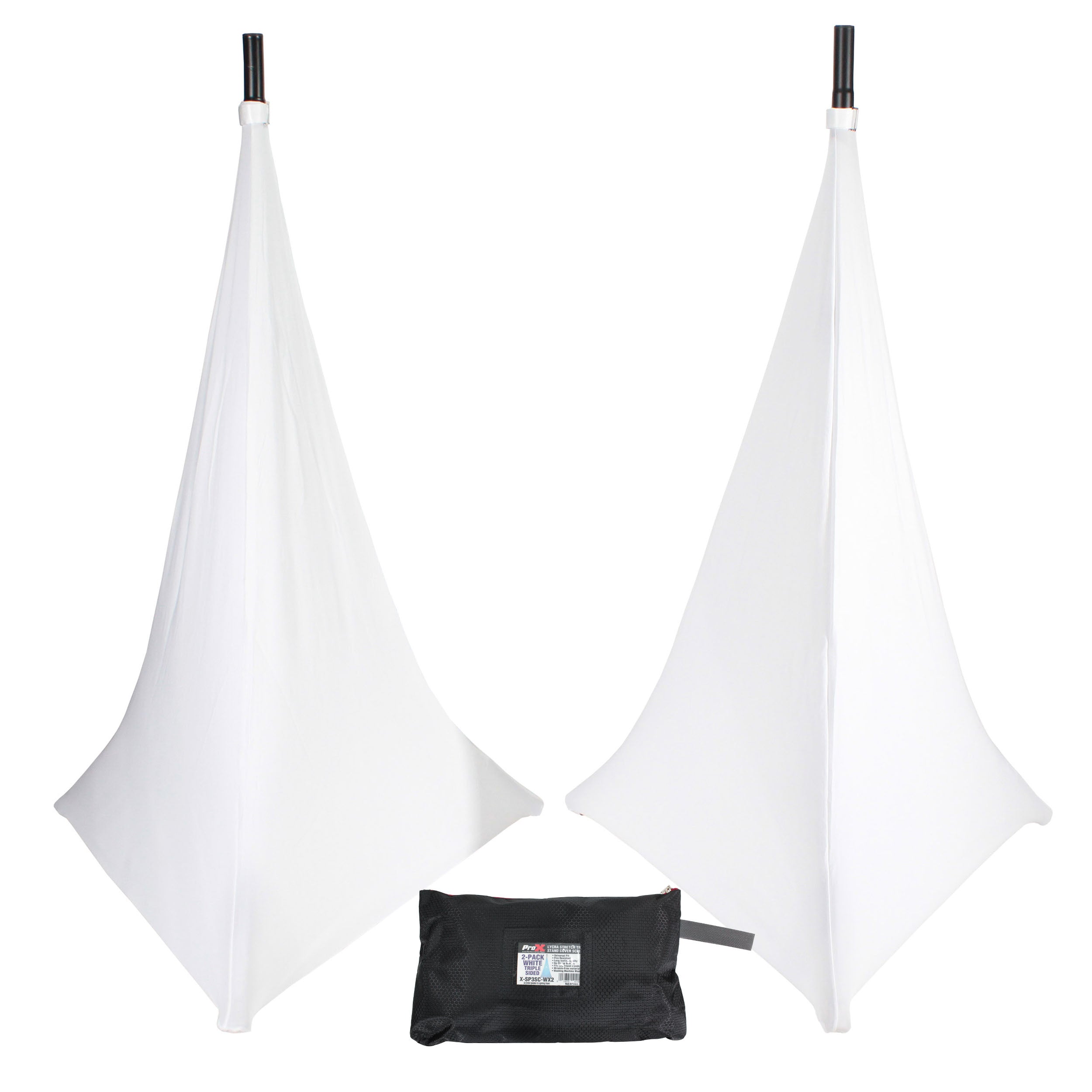 ProX Two-Pack Three Side Speaker Stand Cover Scrim - White