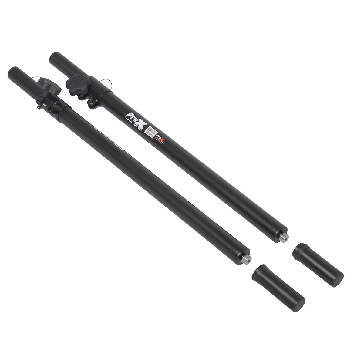 ProX Set of 2 Deluxe 20 inch Speaker Subwoofer Pole M20 Threaded Mount 1 3/8 In. Adapter Cap.