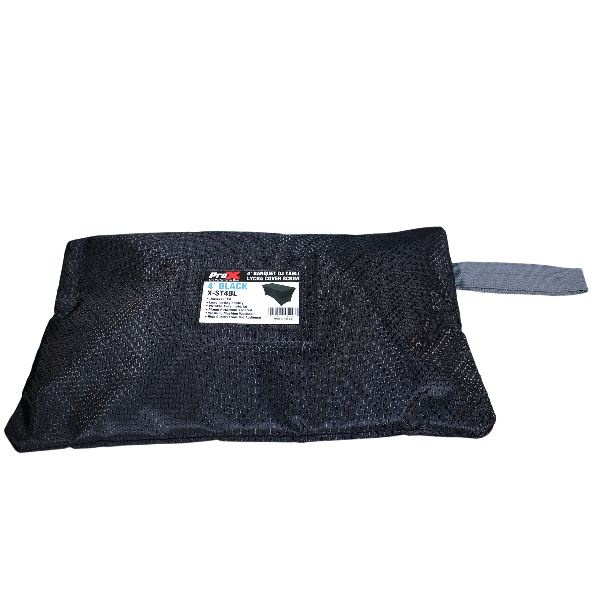 ProX 4 Ft. Open Back Spandex Table Cover Scrim - Black