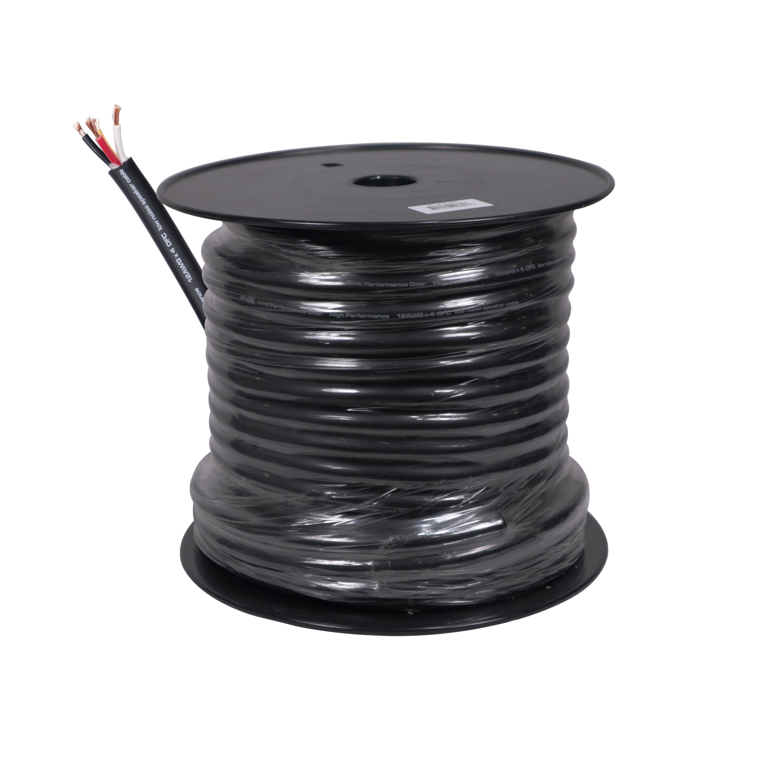 ProX 100 Ft. 12 AWG 4 Conductor Hybrid Passive Speaker Wire Bulk Cable Spool Black
