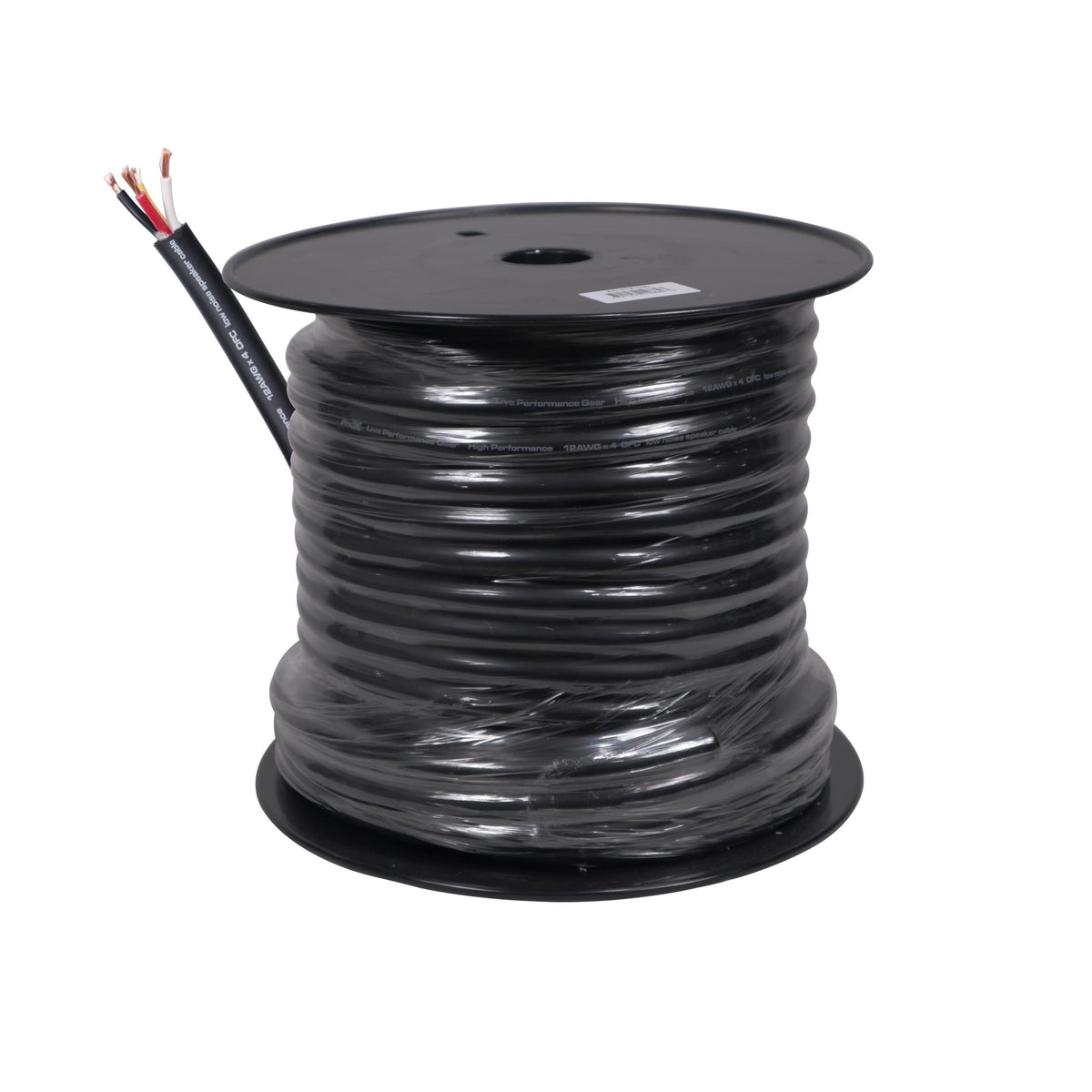 ProX 100 Ft. 12 AWG 4 Conductor Hybrid Passive Speaker Wire Bulk Cable Spool Black.