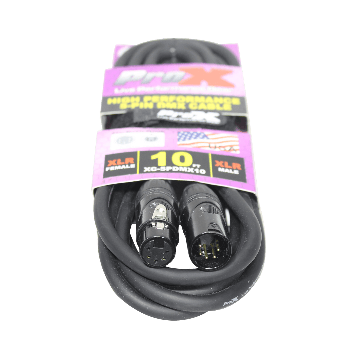 ProX 10 Ft. DMX XLR5-M to XLR5-F High Performance 5-PIN Data Cable.
