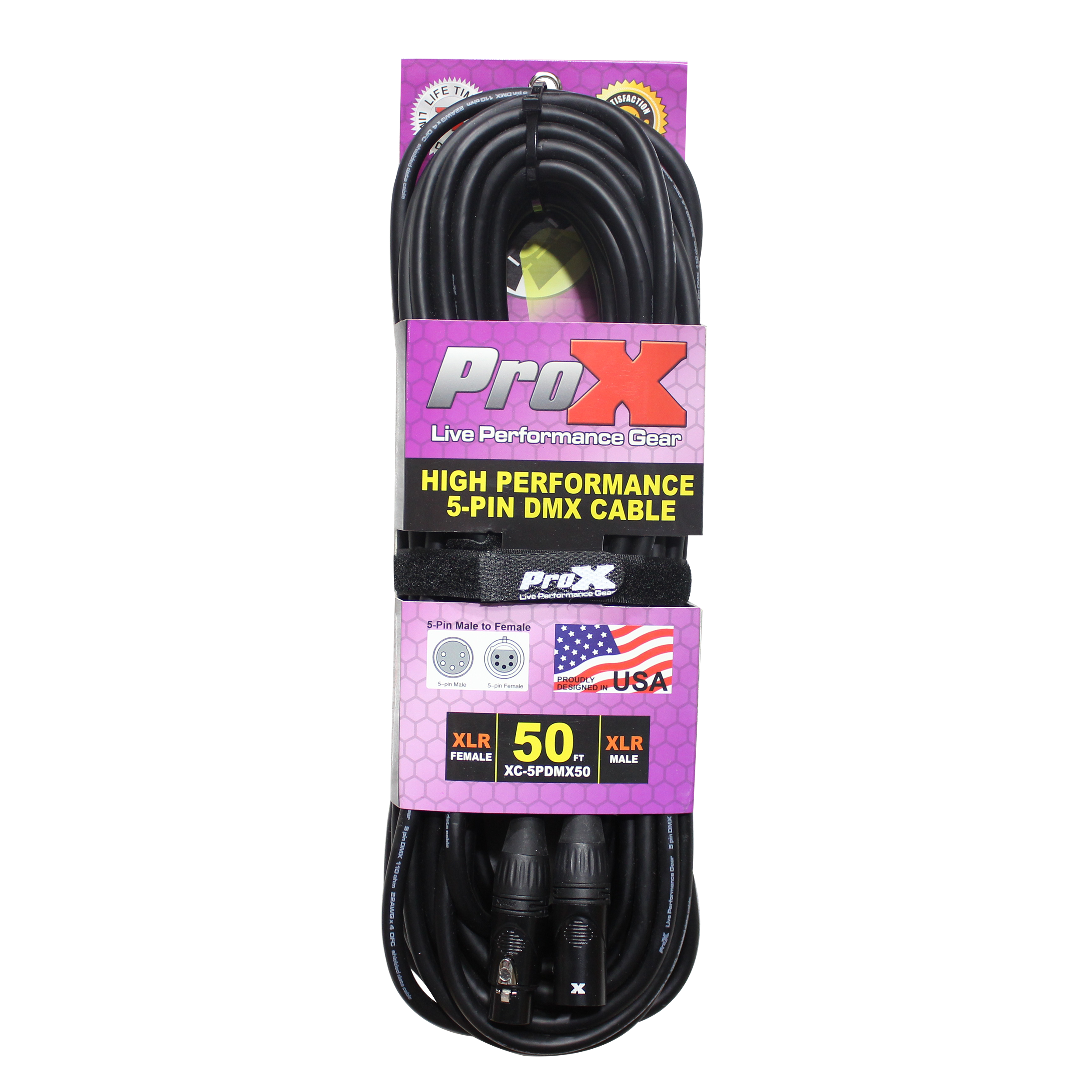 ProX 50 Ft. DMX XLR5-M to XLR5-F High Performance 5-PIN Data Cable