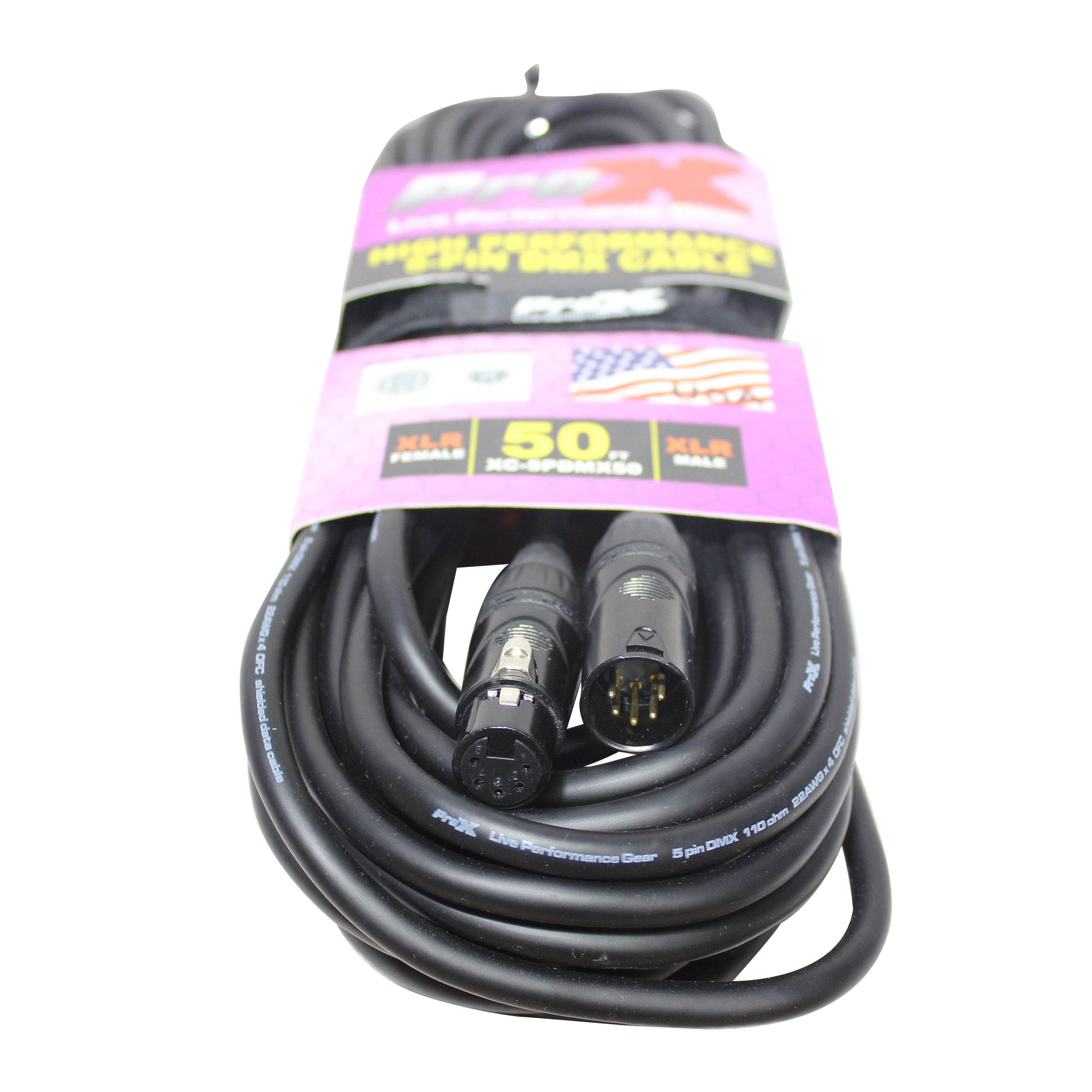 ProX 50 Ft. DMX XLR5-M to XLR5-F High Performance 5-PIN Data Cable