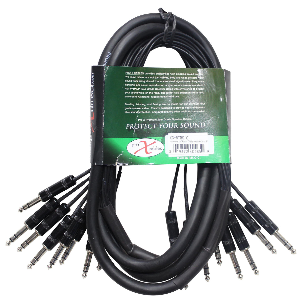 ProX 10 Ft. 8-Channel TRS-M to TRS-M Balanced Snake Cable.