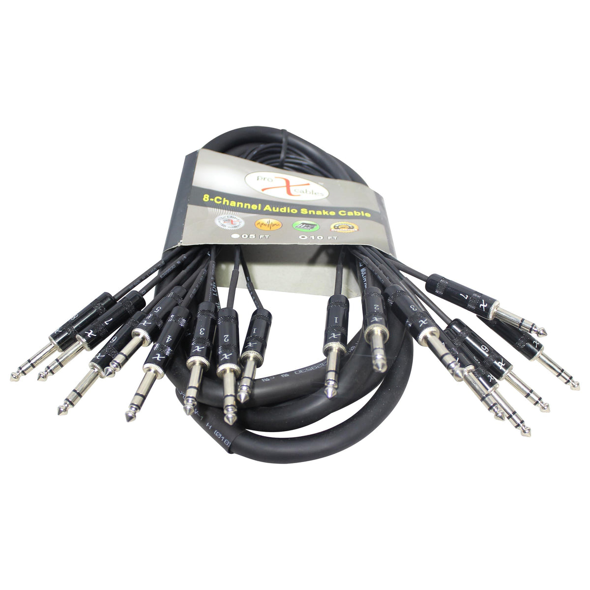 ProX 10 Ft. 8-Channel TRS-M to TRS-M Balanced Snake Cable.