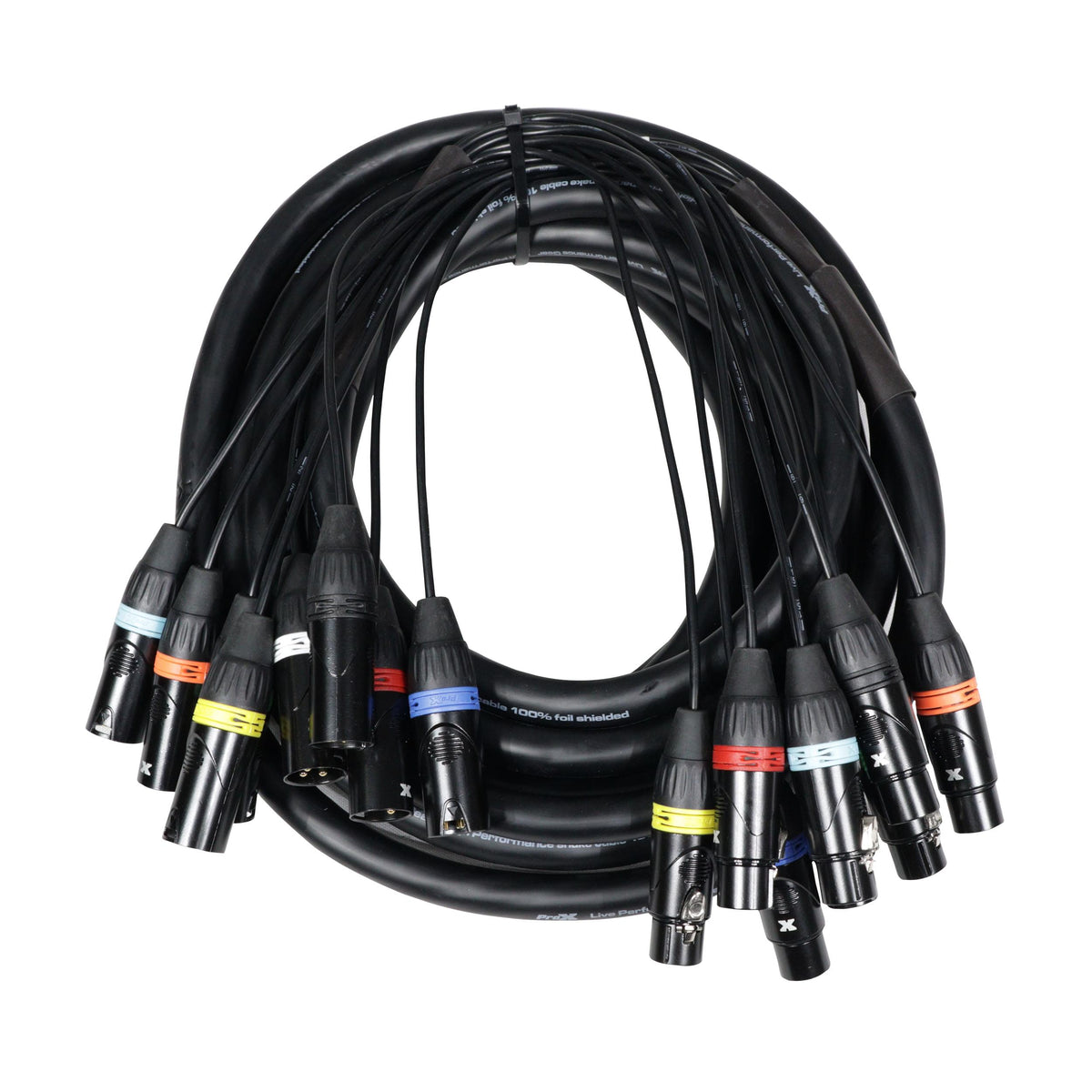 ProX 25' Ft. High Performance 8-Channel XLR-F to XLR-M Balanced Snake Audio Cable.