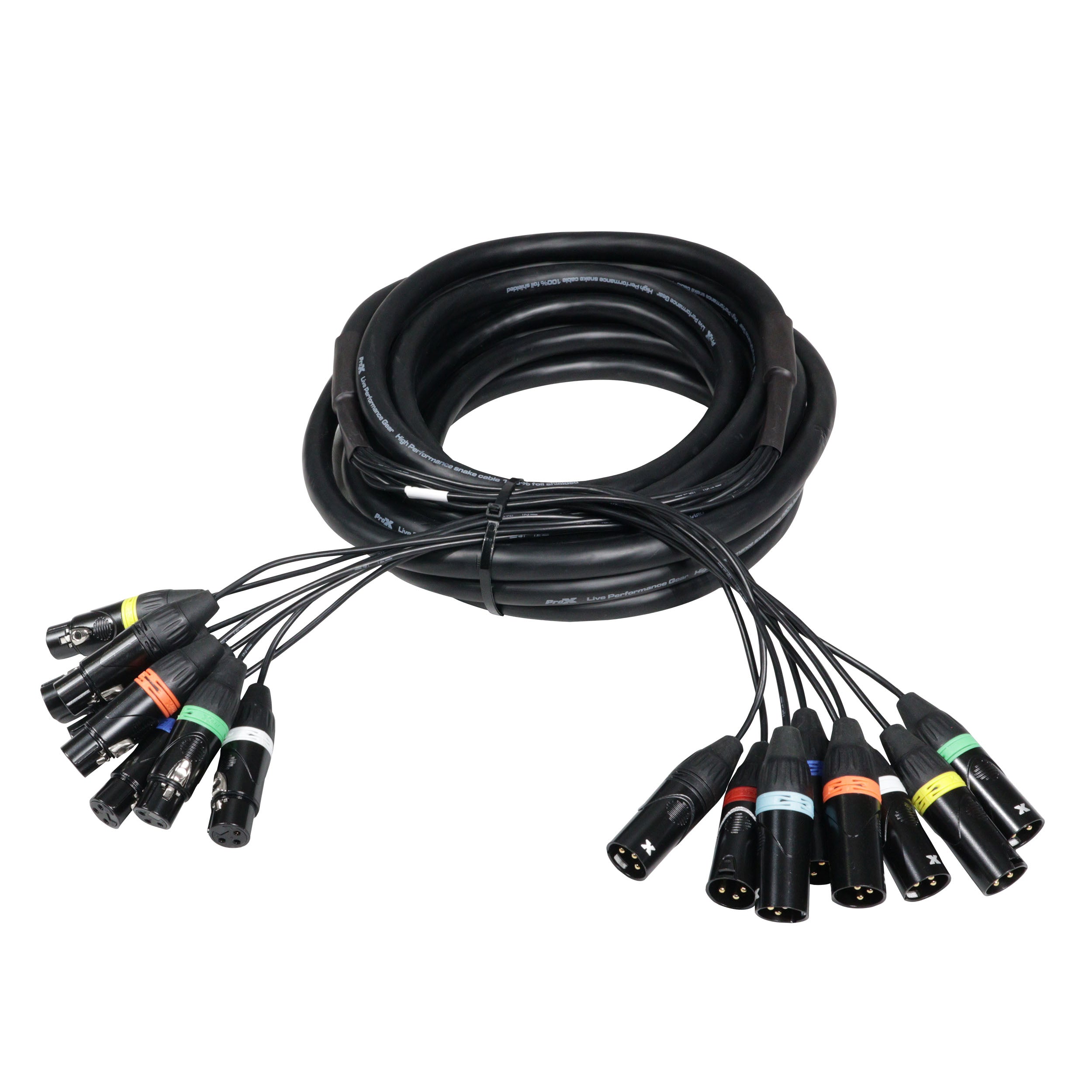 ProX 25' Ft. High Performance 8-Channel XLR-F to XLR-M Balanced Snake Audio Cable