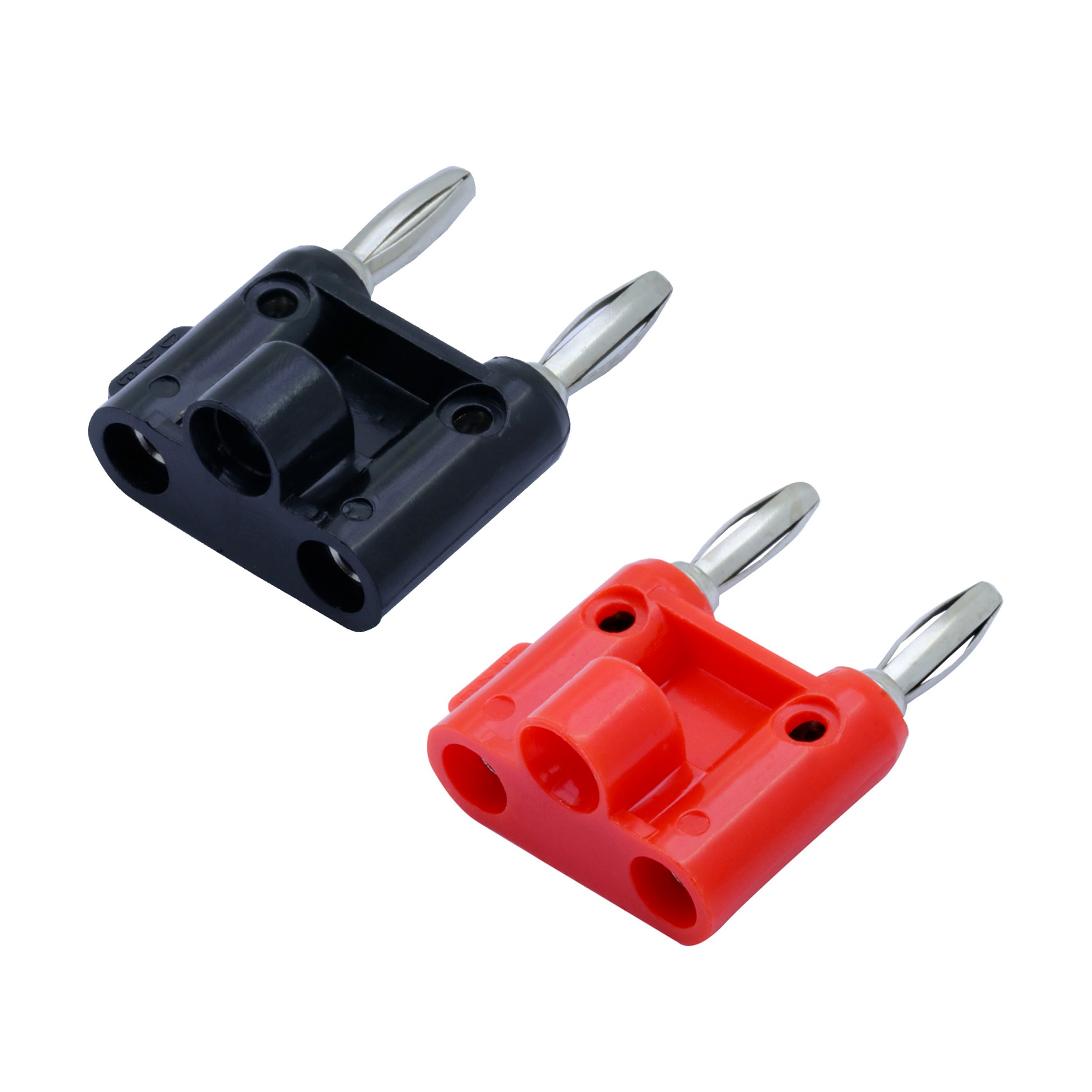 ProX Pair of Black Red Banana Speaker Connector Plugs Set Screw Mounts