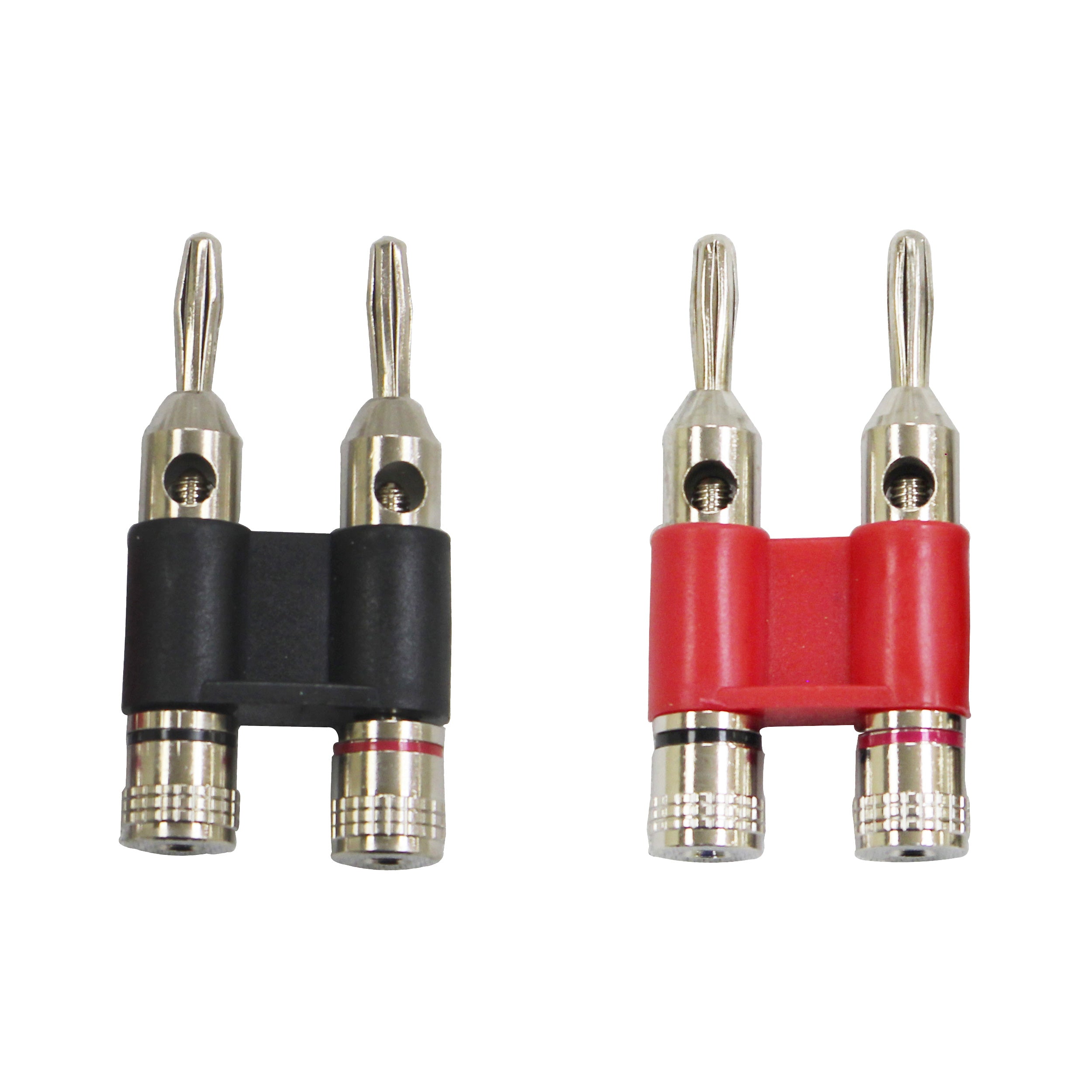 ProX Pair of Black Red Banana Speaker Connector Plugs Thumb Screw Fastening Mounts