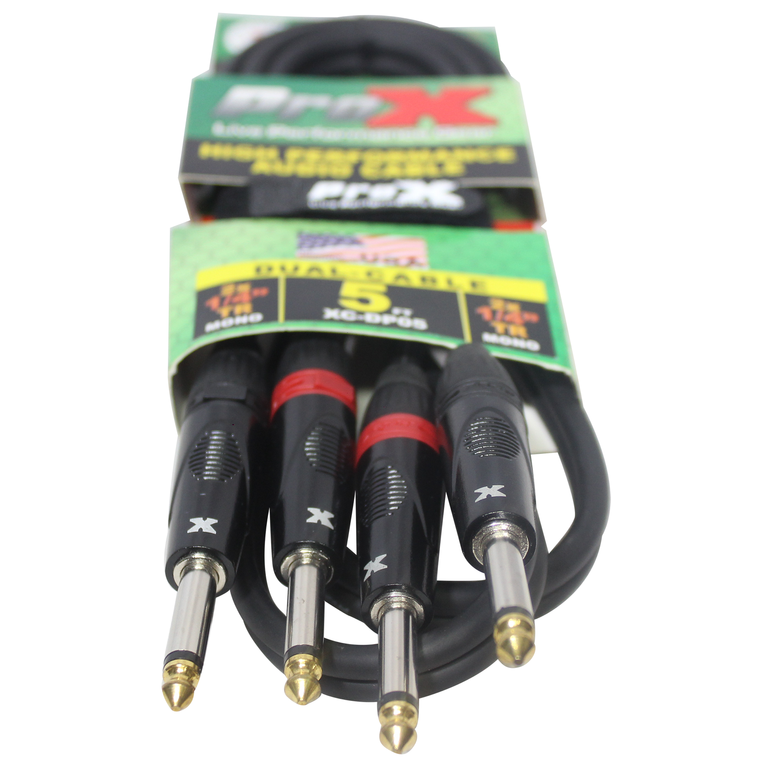 ProX 5' Ft. High Performance 1/4” TS Male to Dual 1/4” TS Male Unbalanced Audio Cable