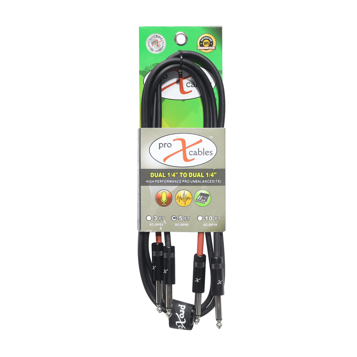 ProX 5' Ft. High Performance 1/4” TS Male to Dual 1/4” TS Male Unbalanced Audio Cable.
