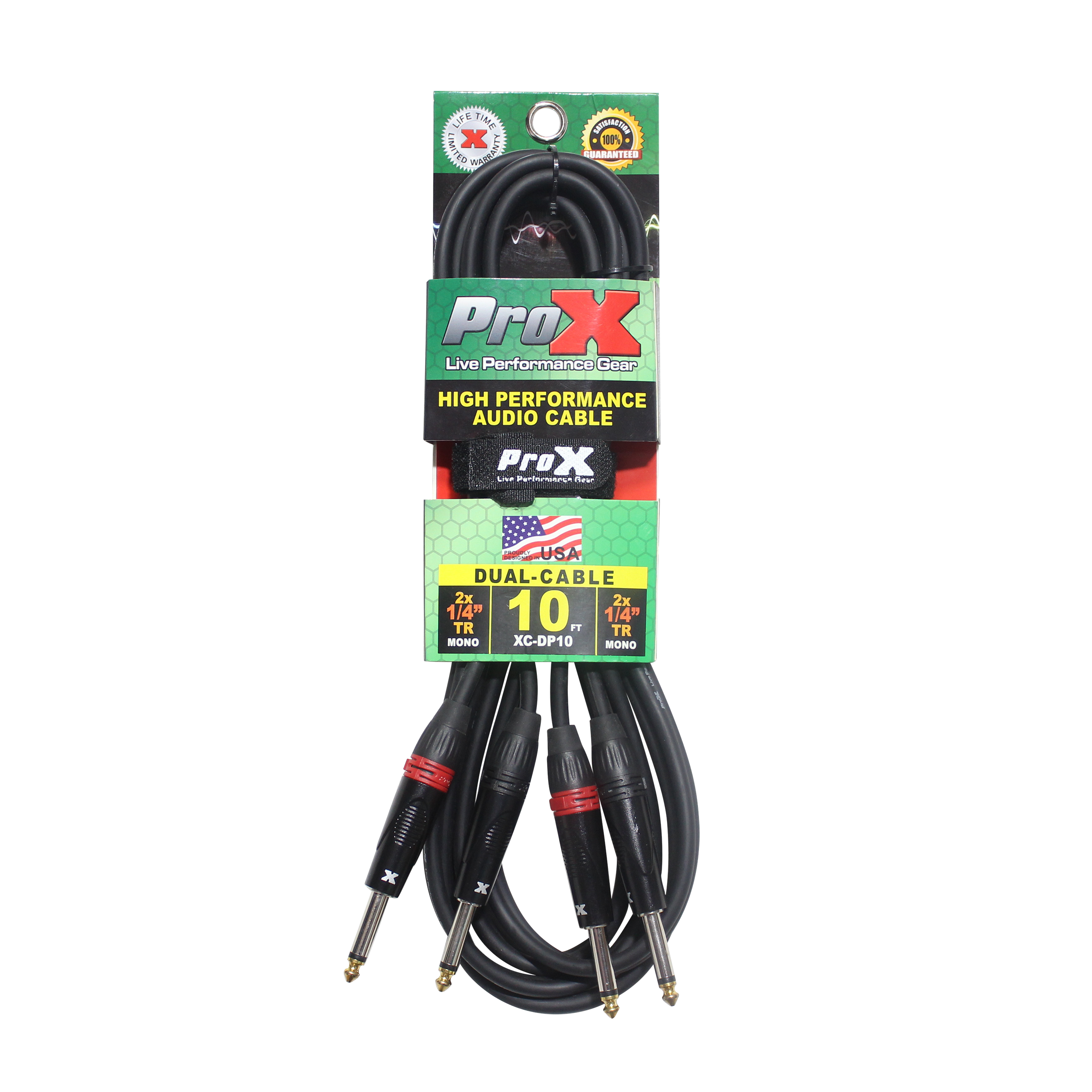 ProX 10' Ft. High Performance 1/4” TS Male to Dual 1/4” TS Male Unbalanced Audio Cable