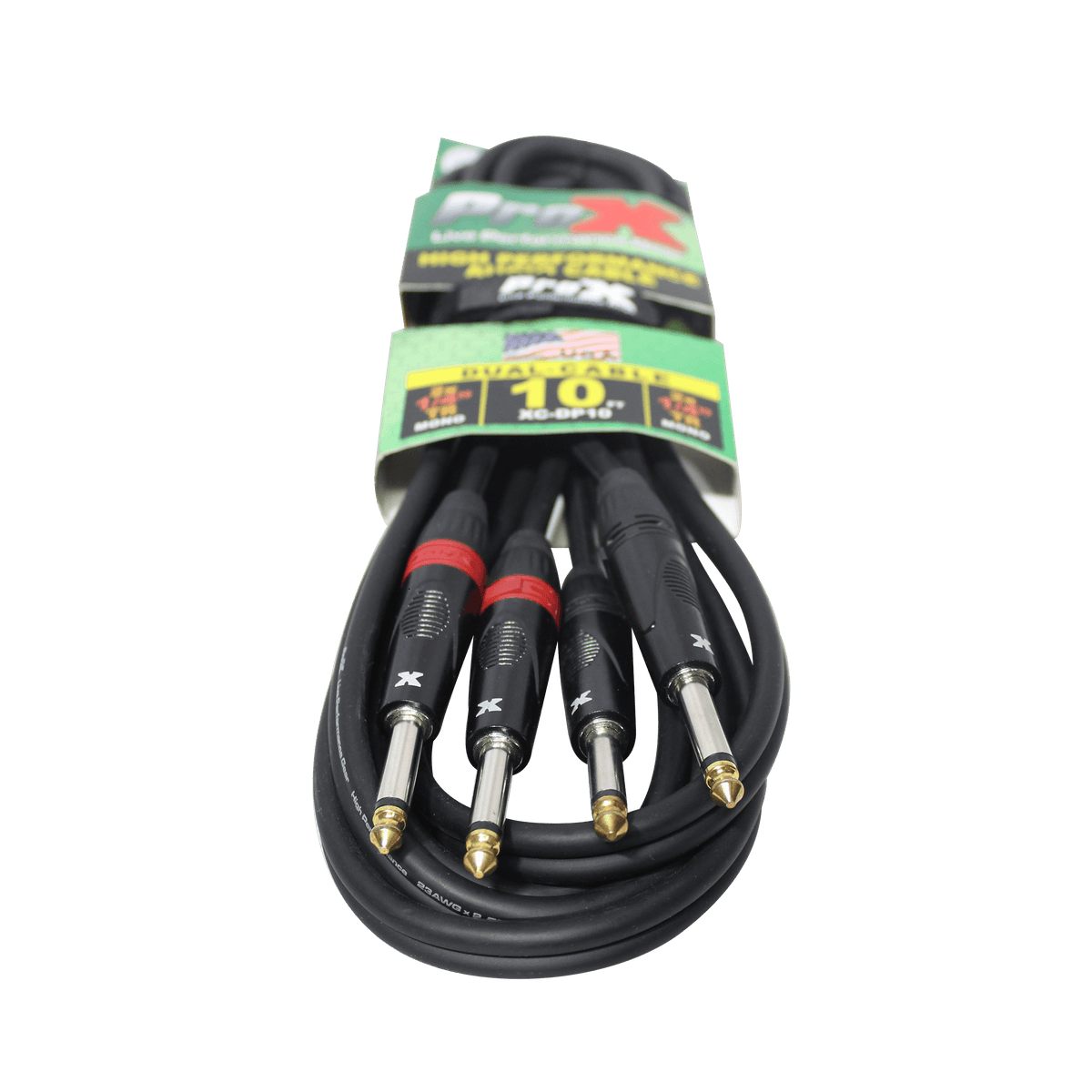 ProX 10' Ft. High Performance 1/4” TS Male to Dual 1/4” TS Male Unbalanced Audio Cable.