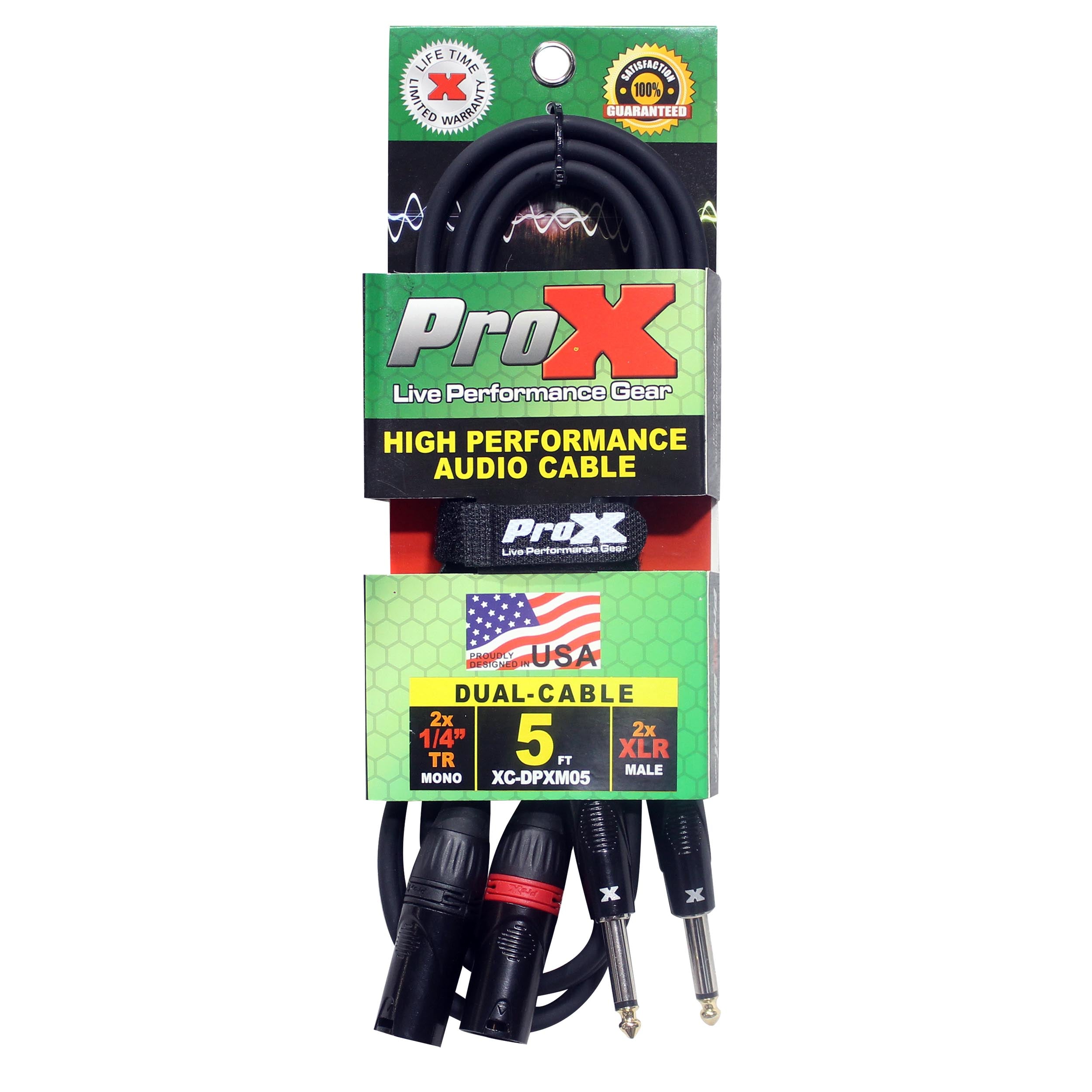 ProX 5' Ft. High Performance Dual 1/4” TS Male to Dual XLR Male Unbalanced Audio Cable