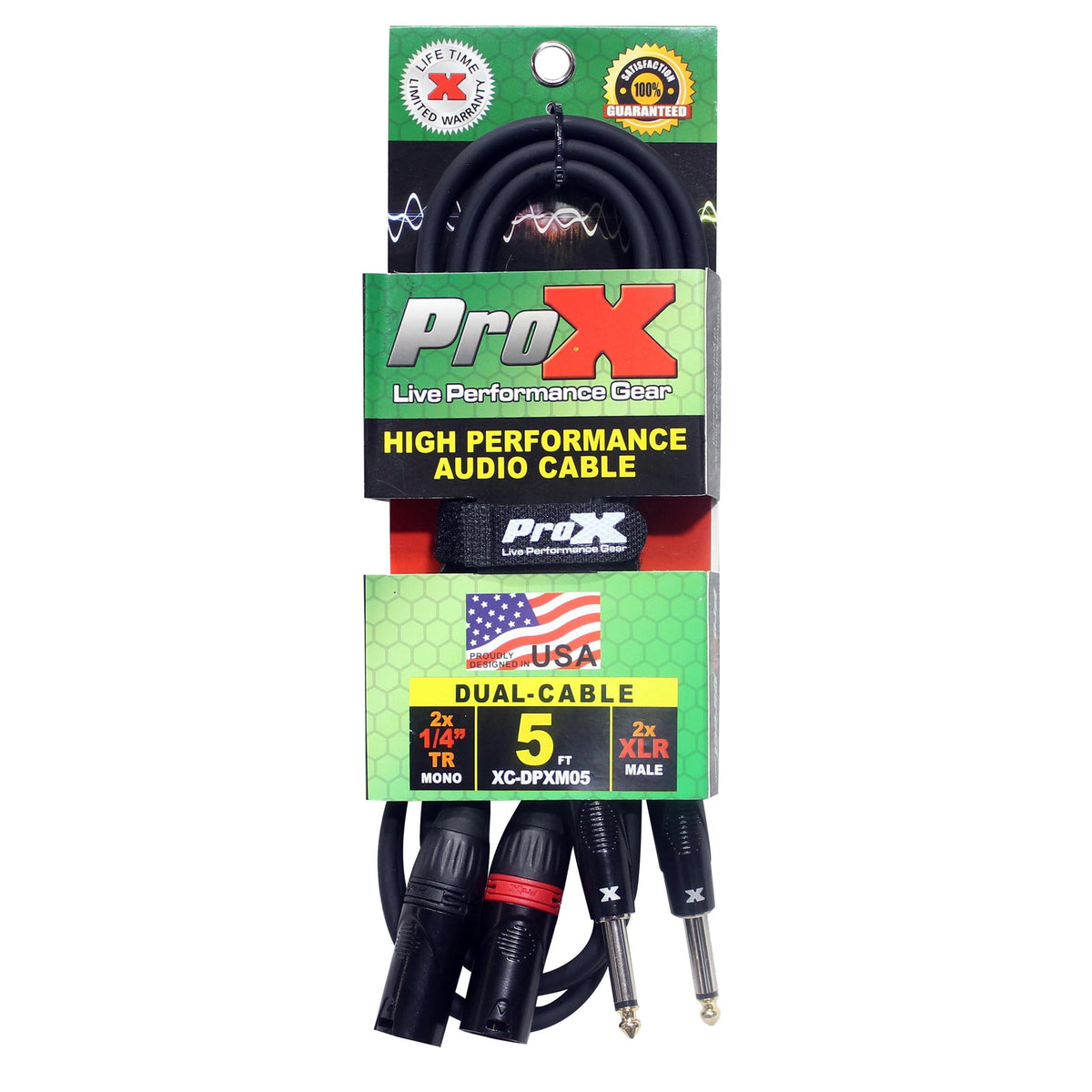 ProX 5' Ft. High Performance Dual 1/4” TS Male to Dual XLR Male Unbalanced Audio Cable.