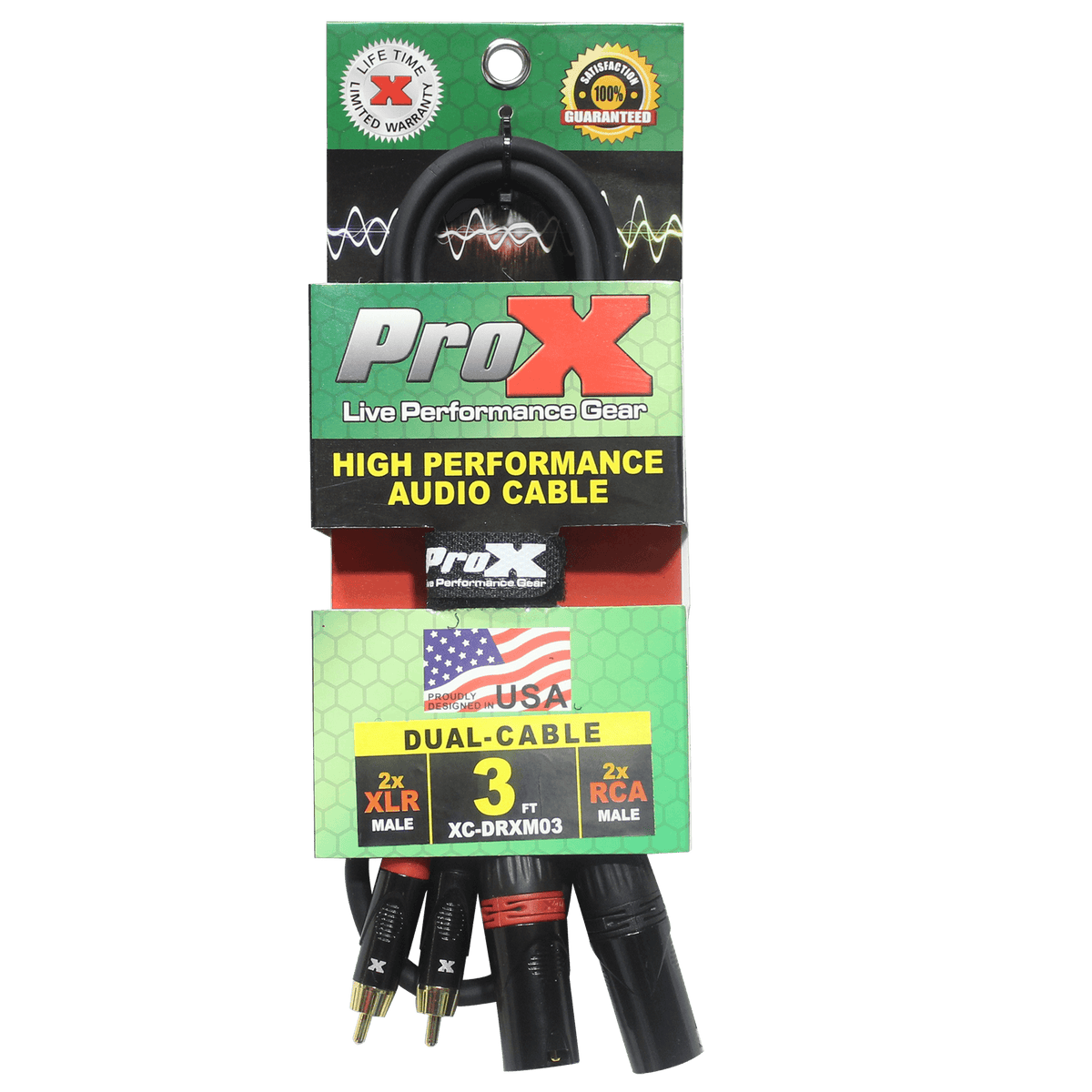 ProX 3' Ft. Premium Dual XLR to Dual RCA Audio Cable.