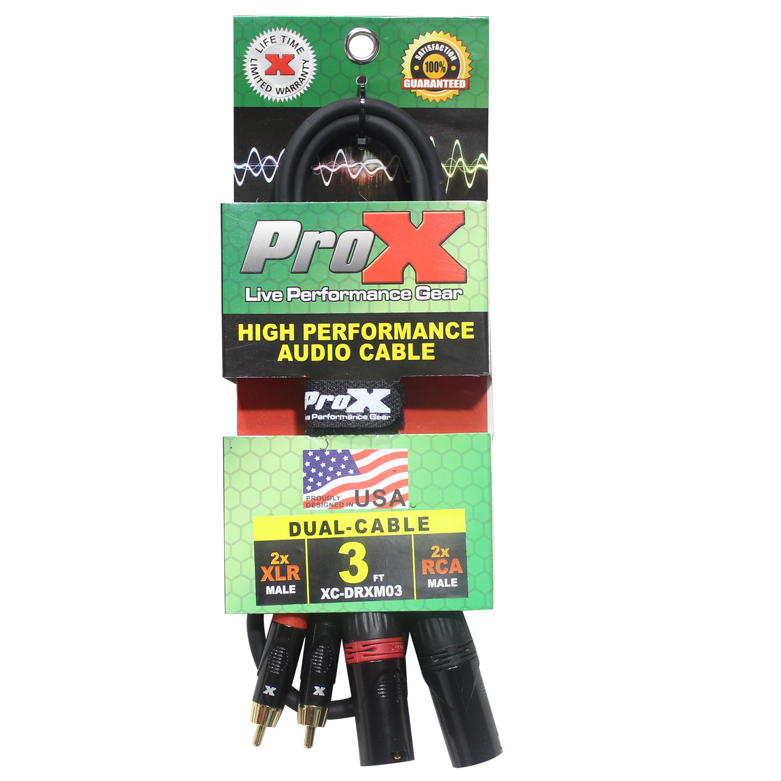 ProX 3' Ft. Premium Dual XLR to Dual RCA Audio Cable