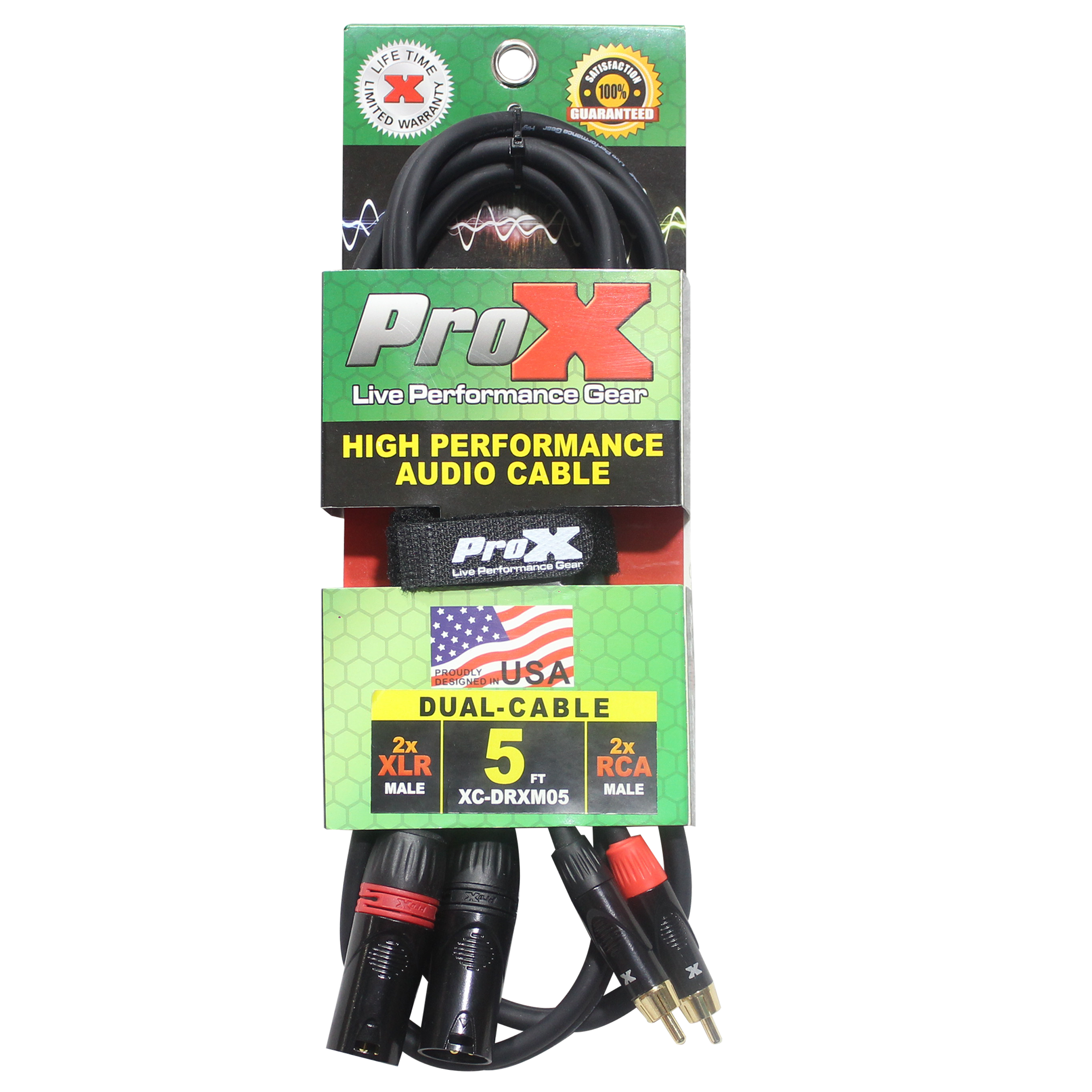 ProX 5 Ft. Unbalanced Dual RCA-M to Dual XLR3-M High Performance Audio Cable