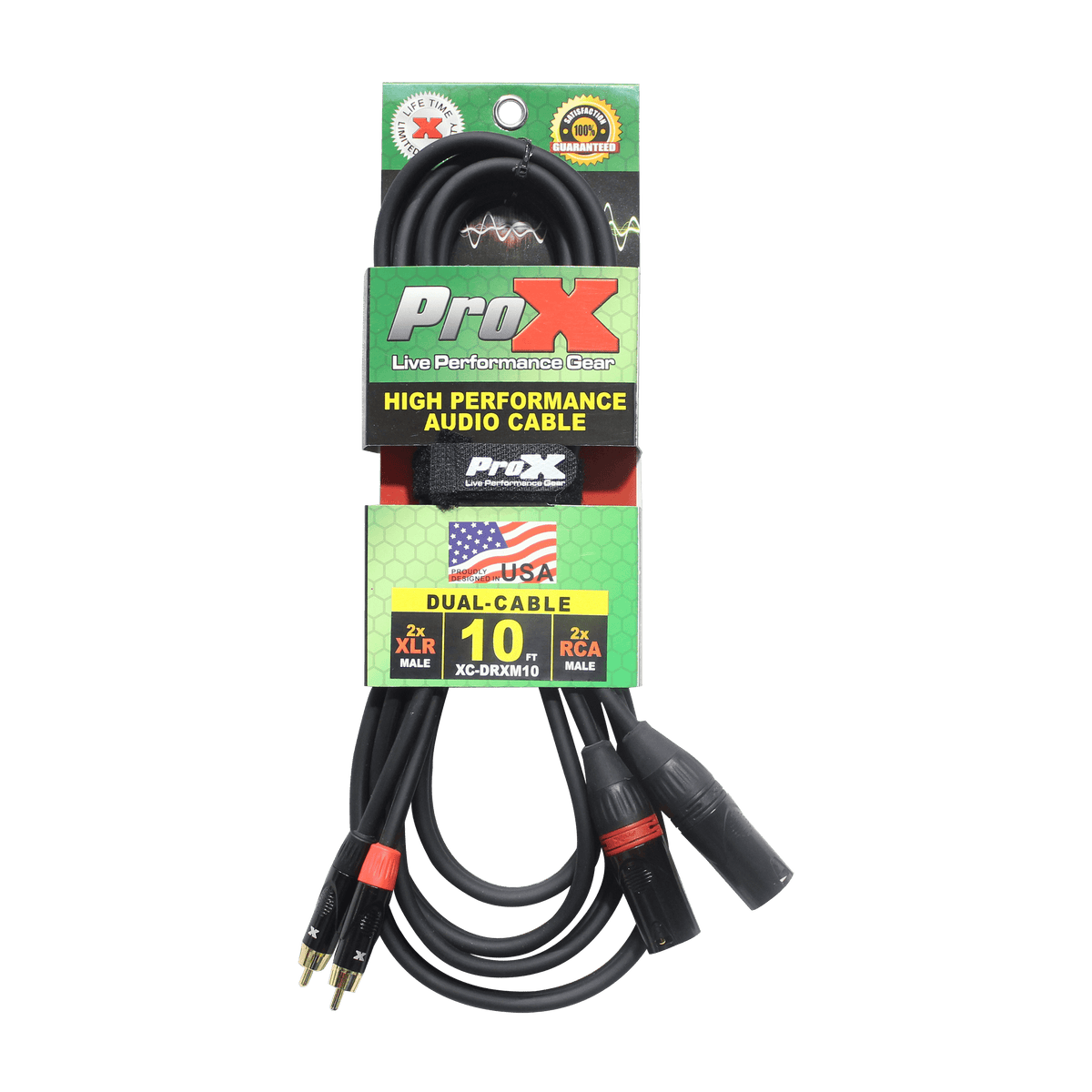 ProX 10 Ft. Unbalanced Dual RCA-M to Dual XLR3-M High Performance Audio Cable.