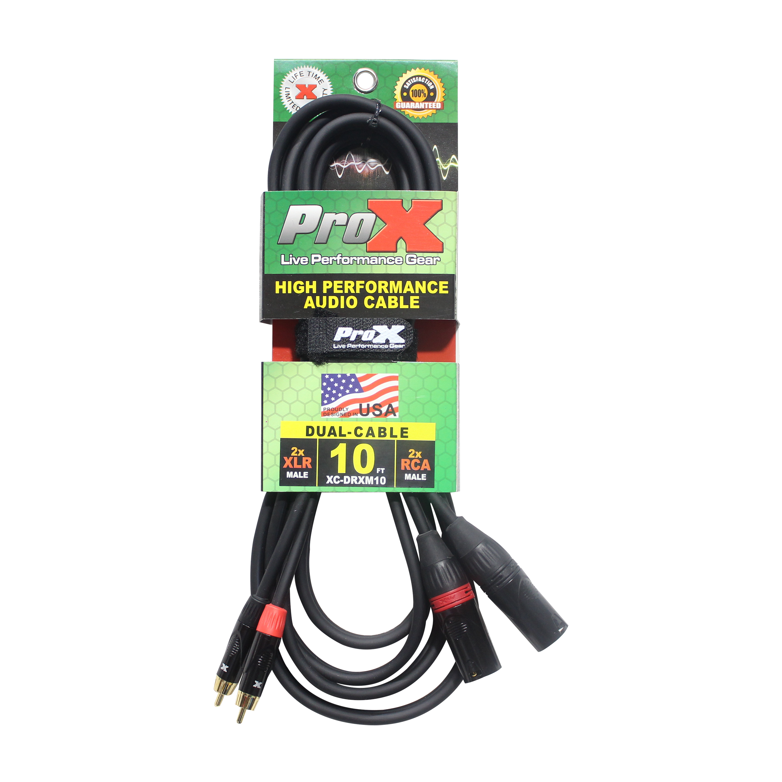 ProX 10 Ft. Unbalanced Dual RCA-M to Dual XLR3-M High Performance Audio Cable