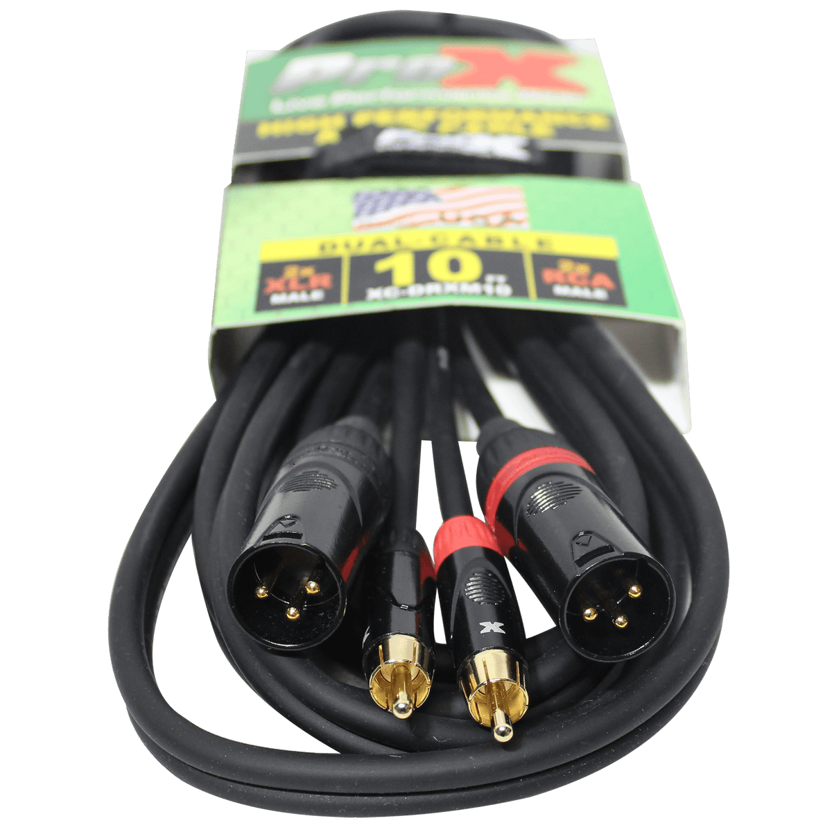 ProX 10 Ft. Unbalanced Dual RCA-M to Dual XLR3-M High Performance Audio Cable.