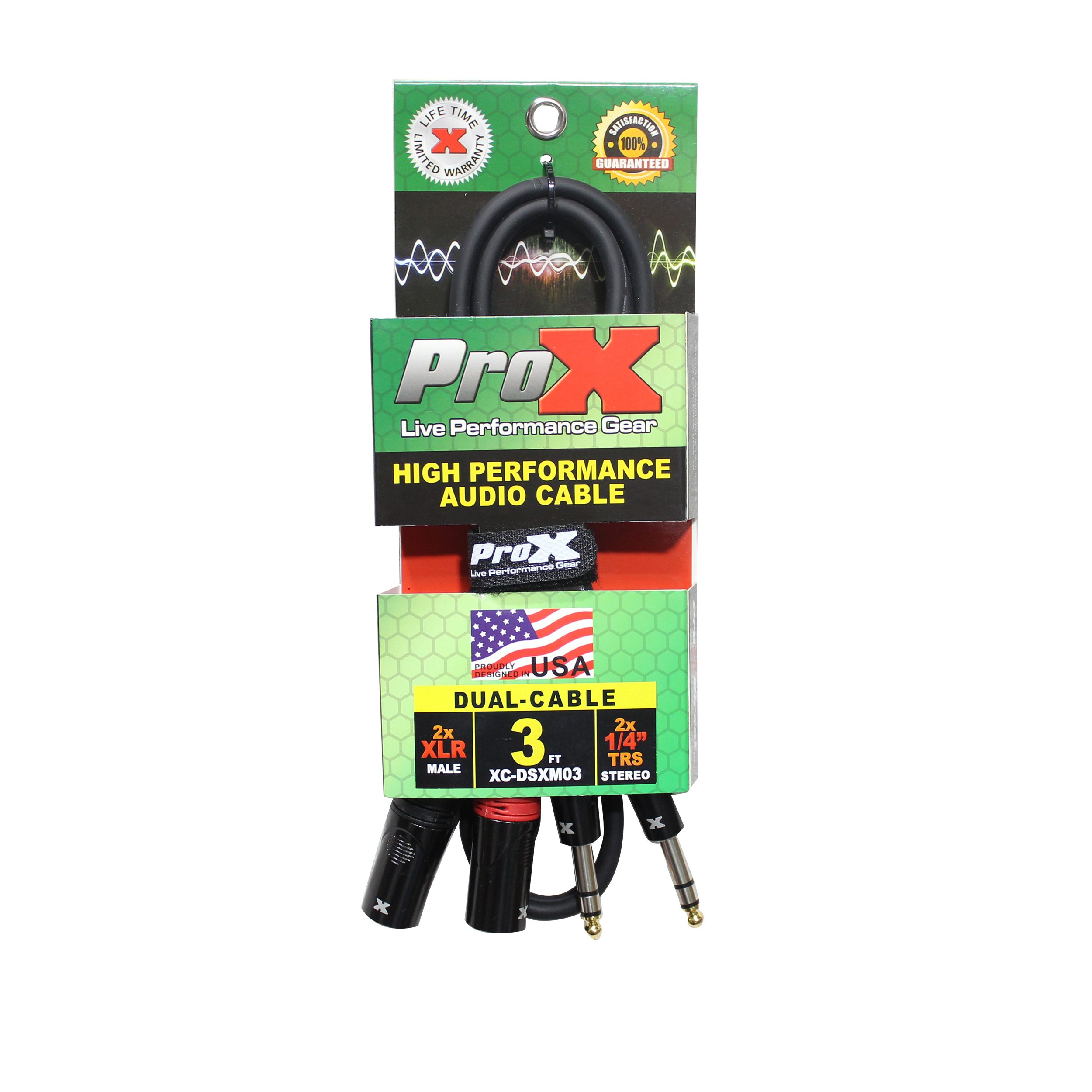 ProX 3 Ft. Balanced Dual 1/4" TRS-M to Dual XLR3-M High Performance Audio Cable