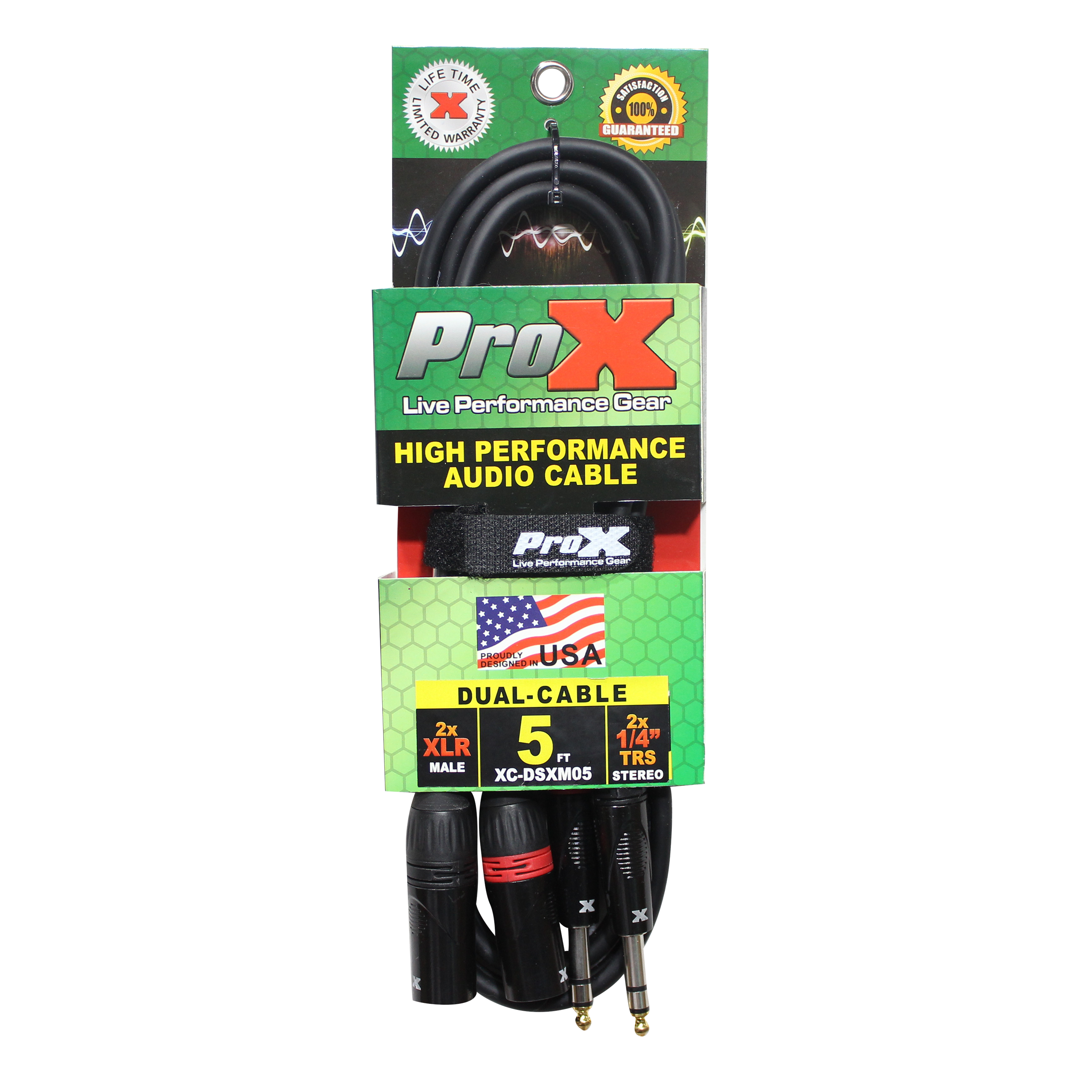 ProX 5 Ft. Balanced Dual 1/4" TRS-M to Dual XLR3-M High Performance Audio Cable