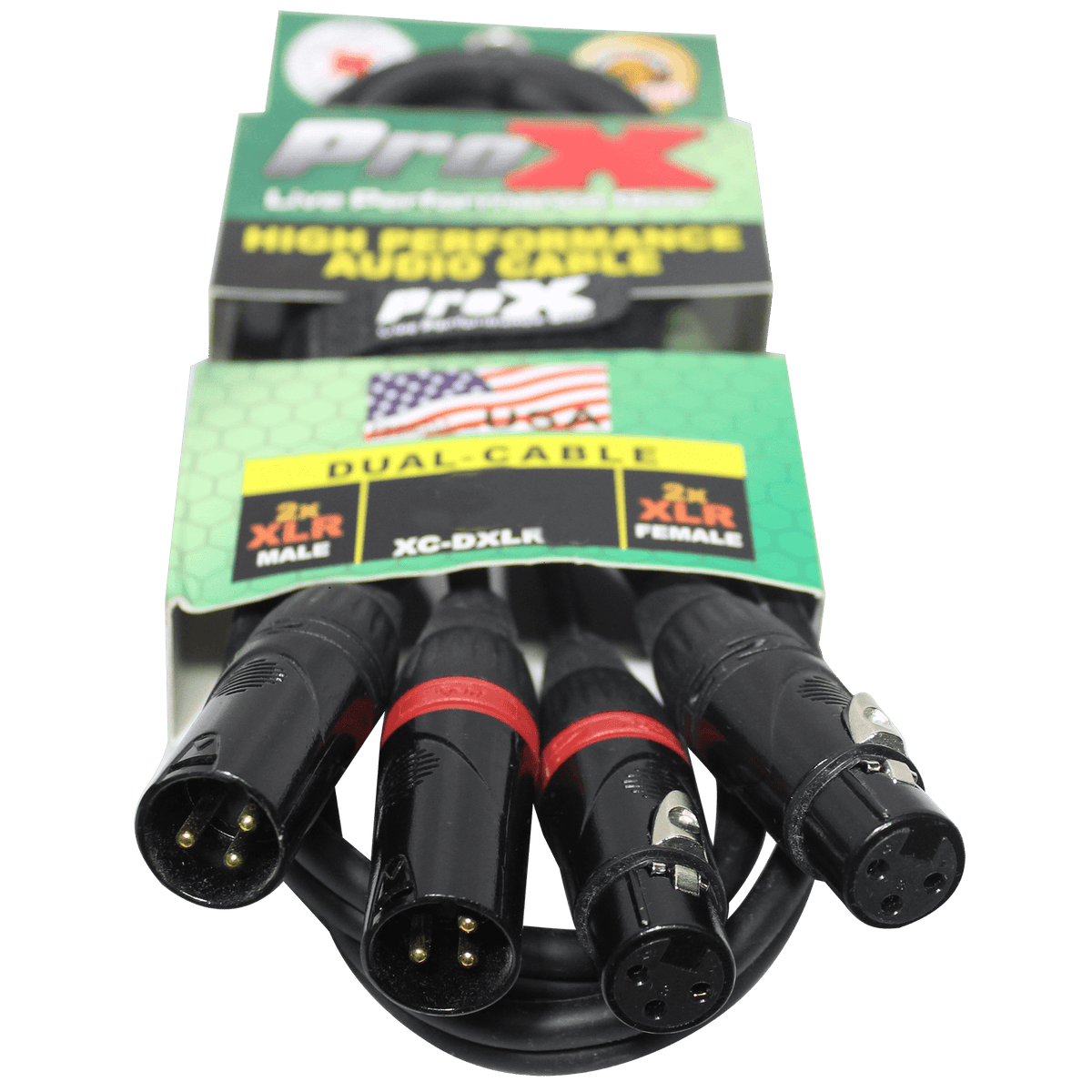 ProX 3' Ft High Performance Dual XLR-M to Dual XLR-F Audio Cable.