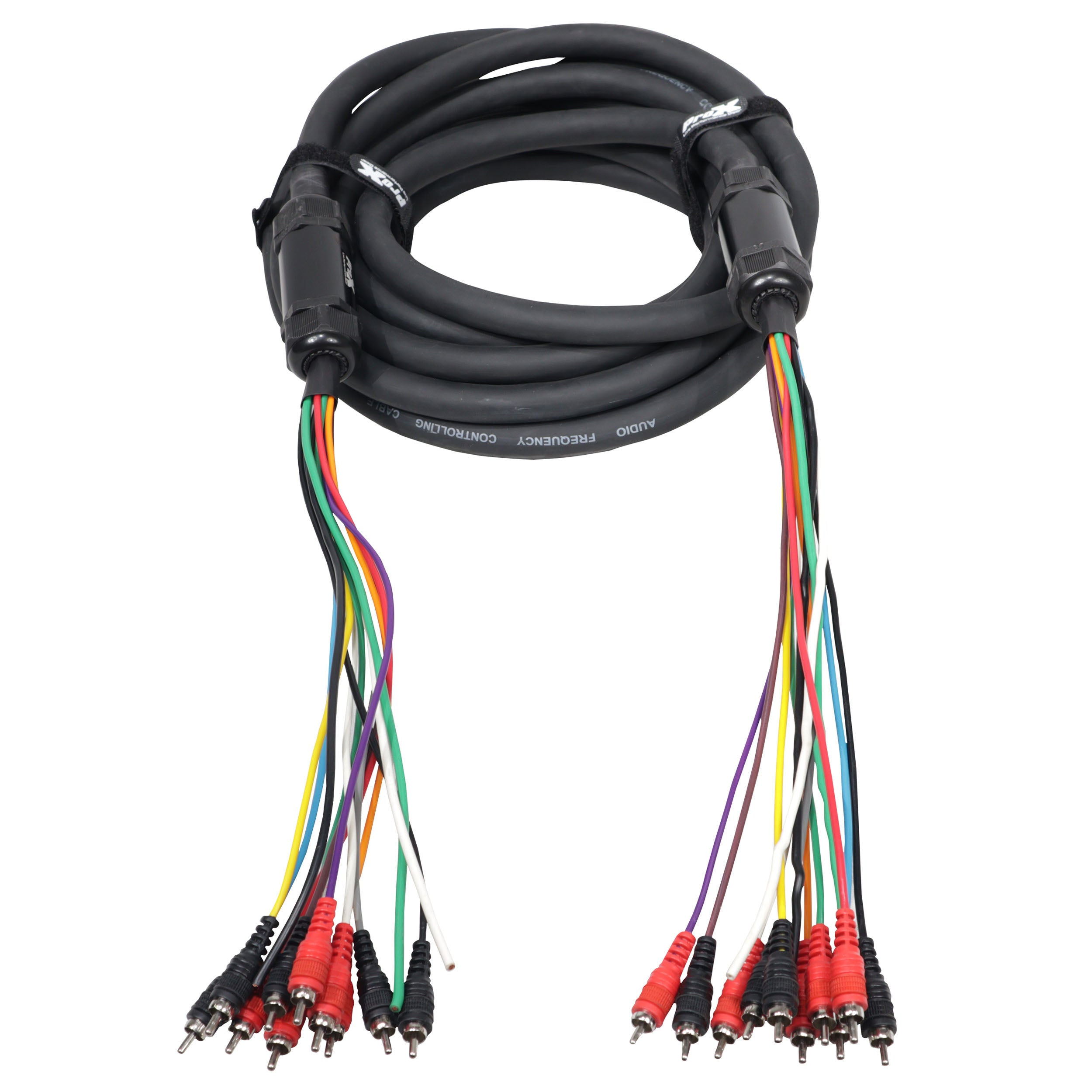 ProX 25' ft 10 RCA Channel + 3 Power Cable for Marine and Car Audio - Medusa Style Cable