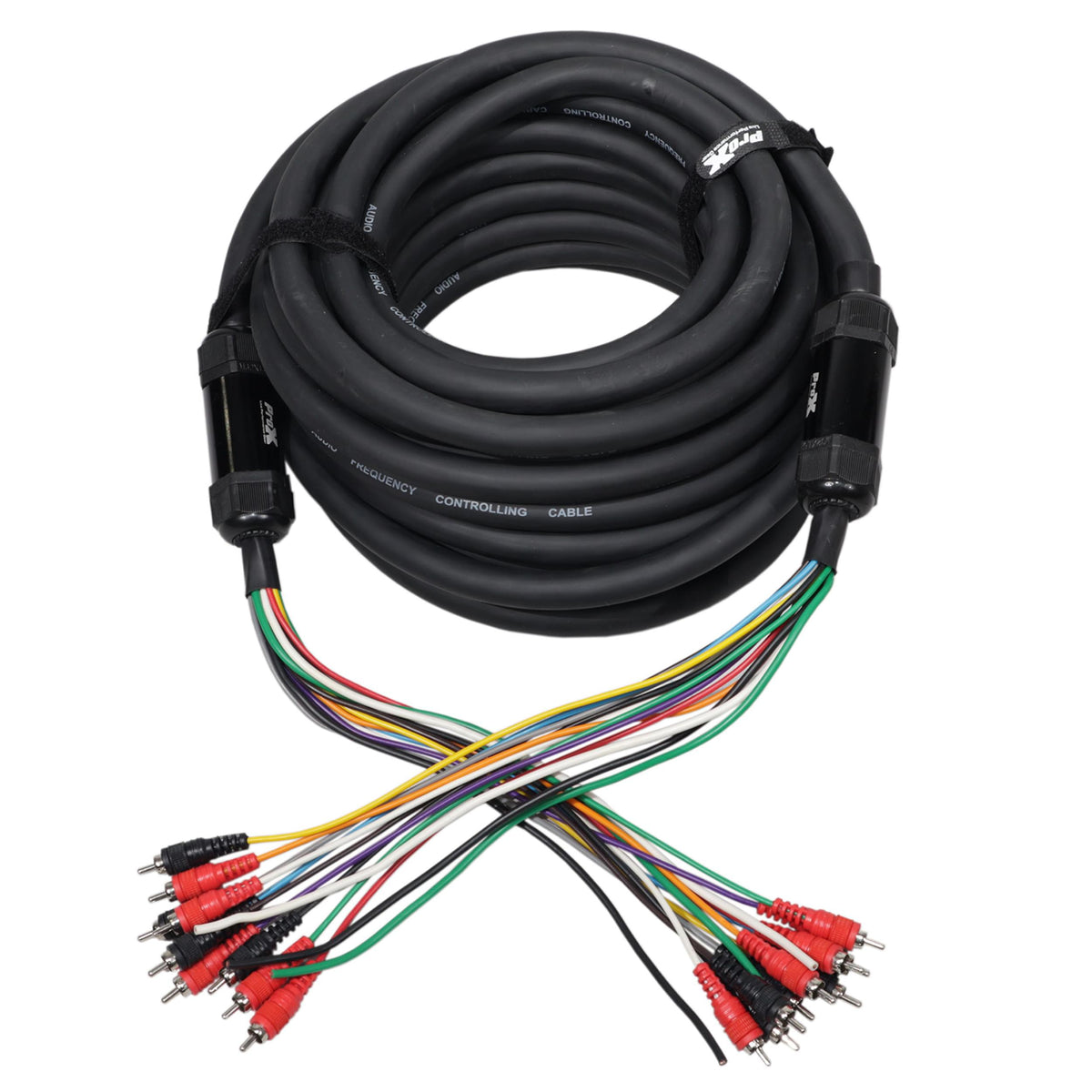 ProX 100' ft 10 RCA Channel + 3 Power Cable for Marine and Car Audio - Medusa Style Cable.