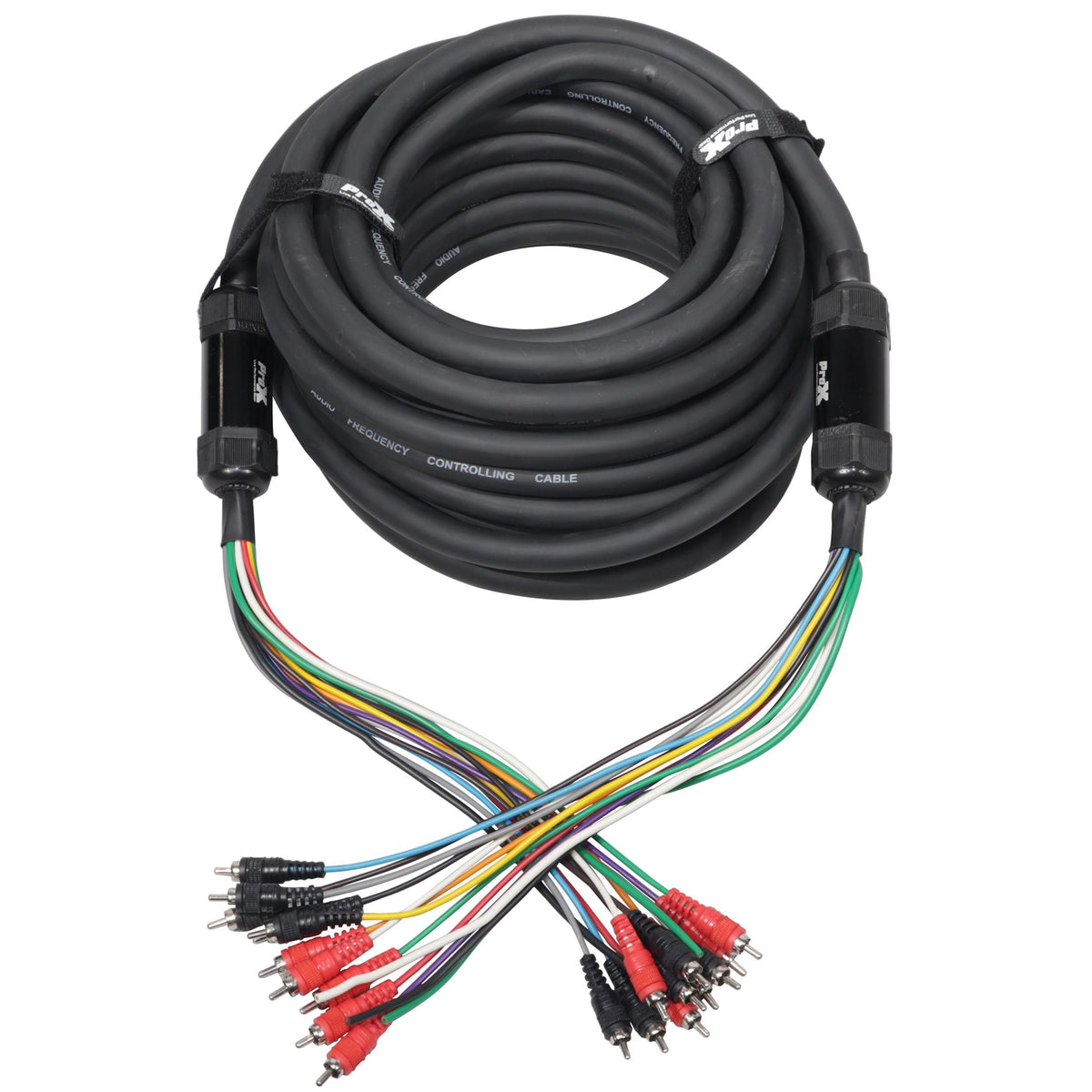ProX 100' ft 10 RCA Channel + 3 Power Cable for Marine and Car Audio - Medusa Style Cable.