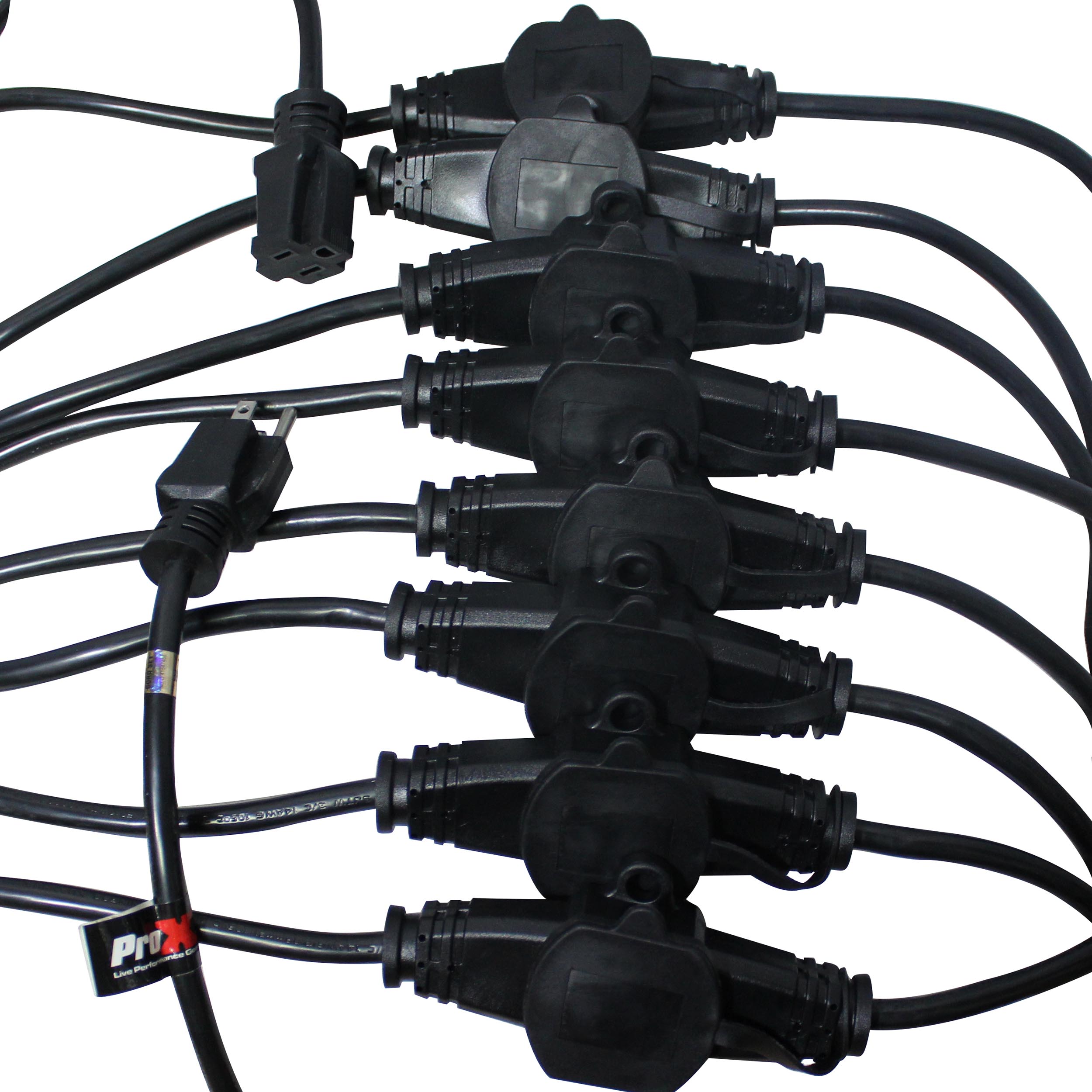ProX 52' Ft. Male NEMA 120VAC to 9-Outet Female Edison 12/3AWG Power Extension Cable