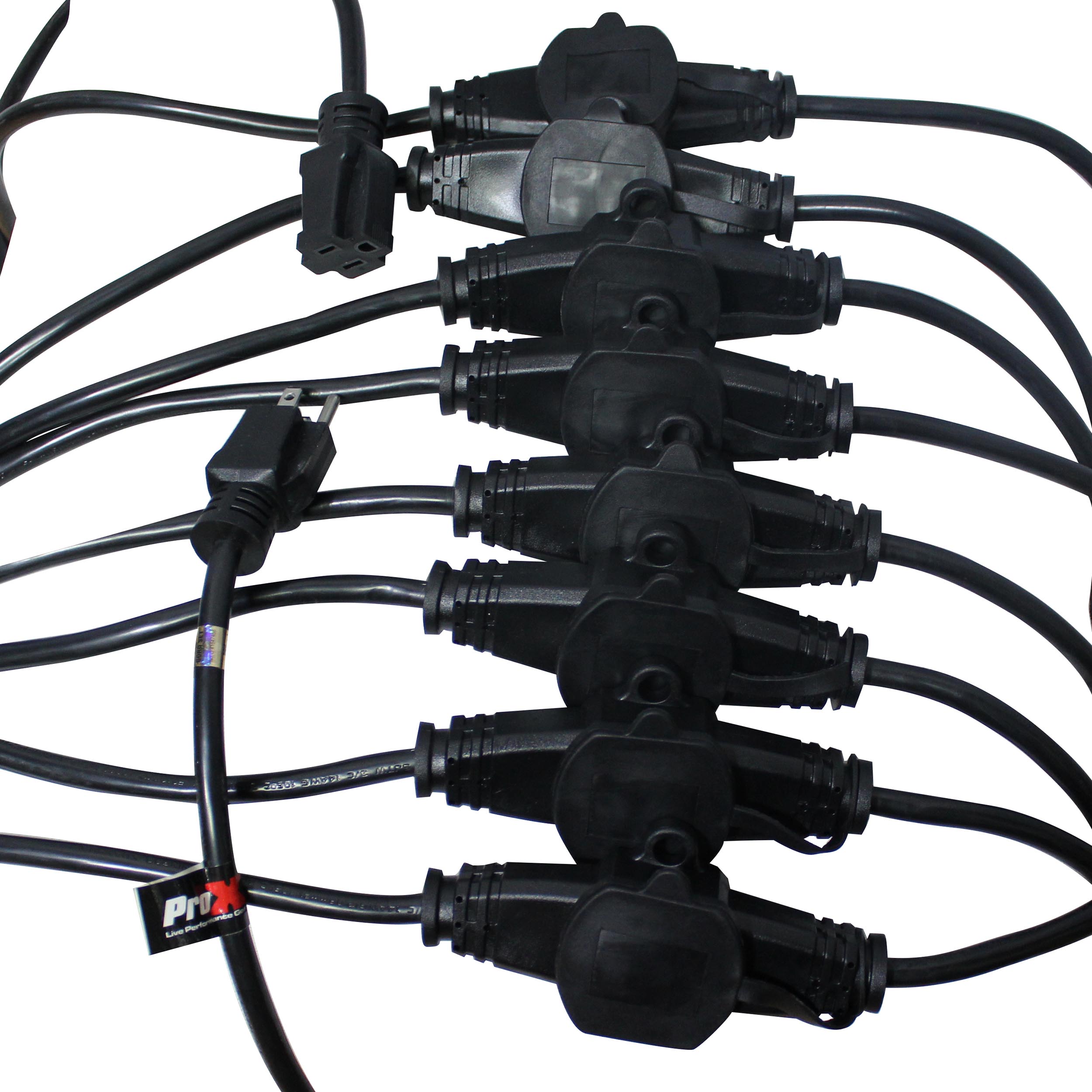 ProX 52' Ft. Male NEMA 120VAC to 9-Outet Female Edison 14/3AWG Power Extension Cable