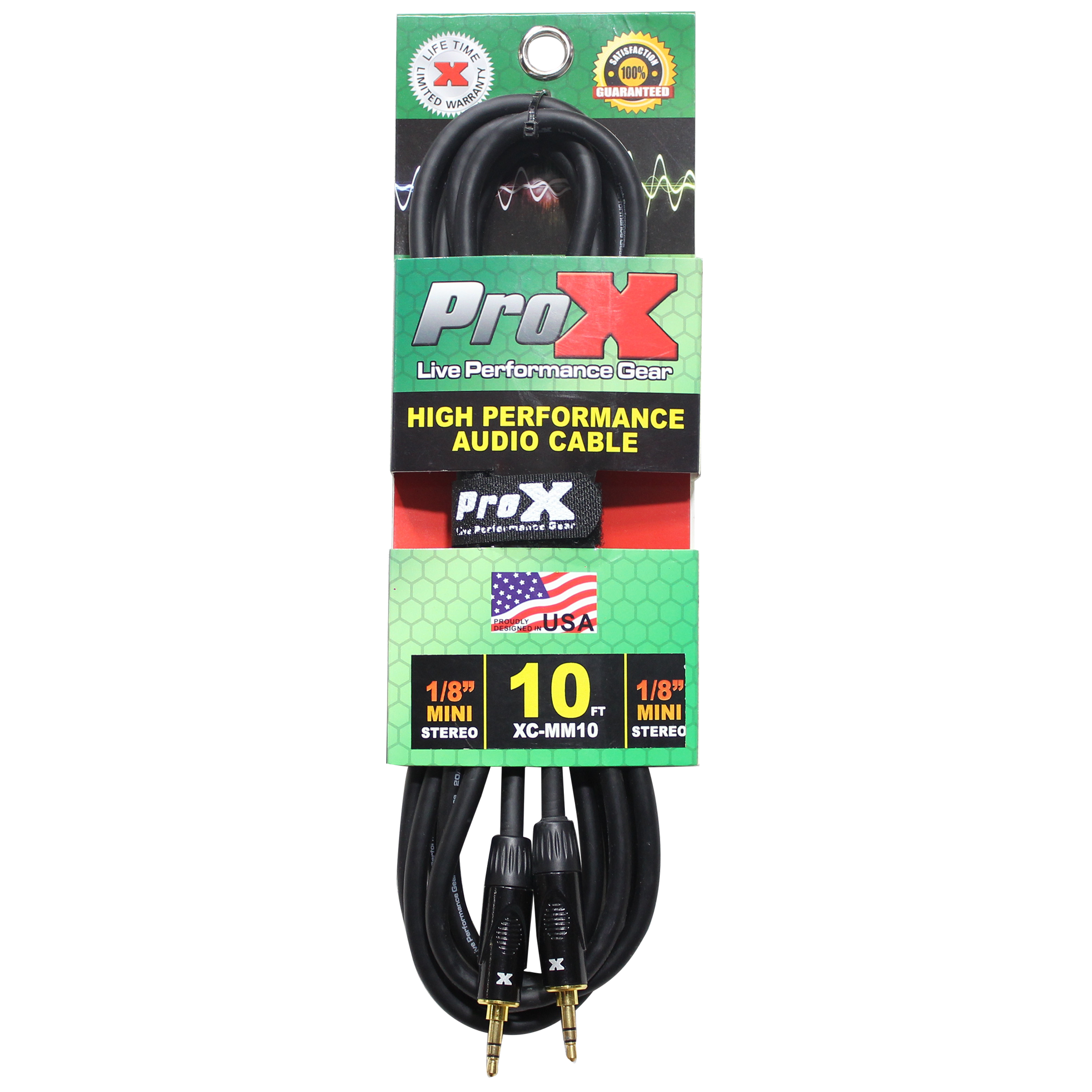 ProX 10 Ft. Balanced TRS-M Mini 1/8" to TRS-M Mini 1/8" High Performance Audio Cable.