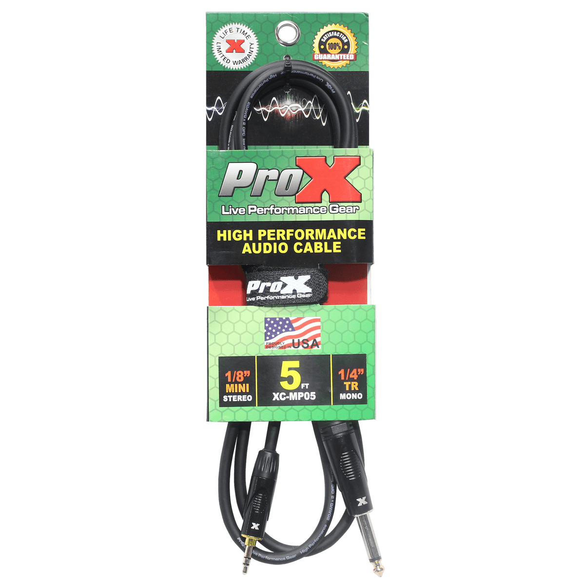 ProX 5 Ft. Unbalanced TRS-M Mini 1/8" to TS-M High Performance Audio Cable.