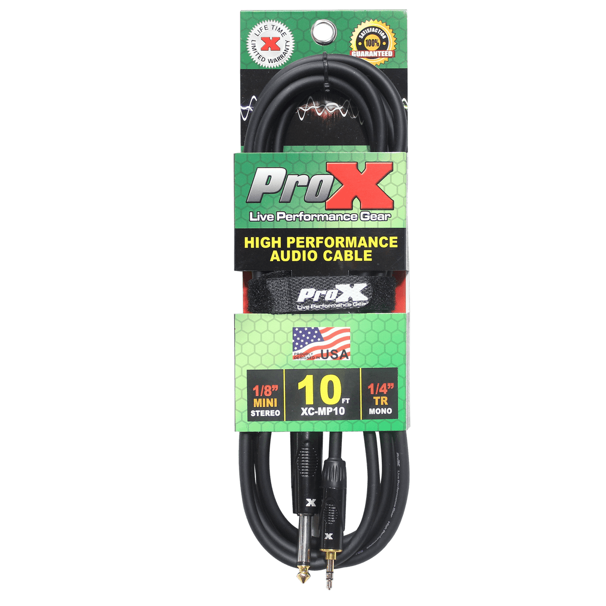 ProX 10 Ft. Unbalanced TRS-M Mini 1/8" to TS-M High Performance Audio Cable.