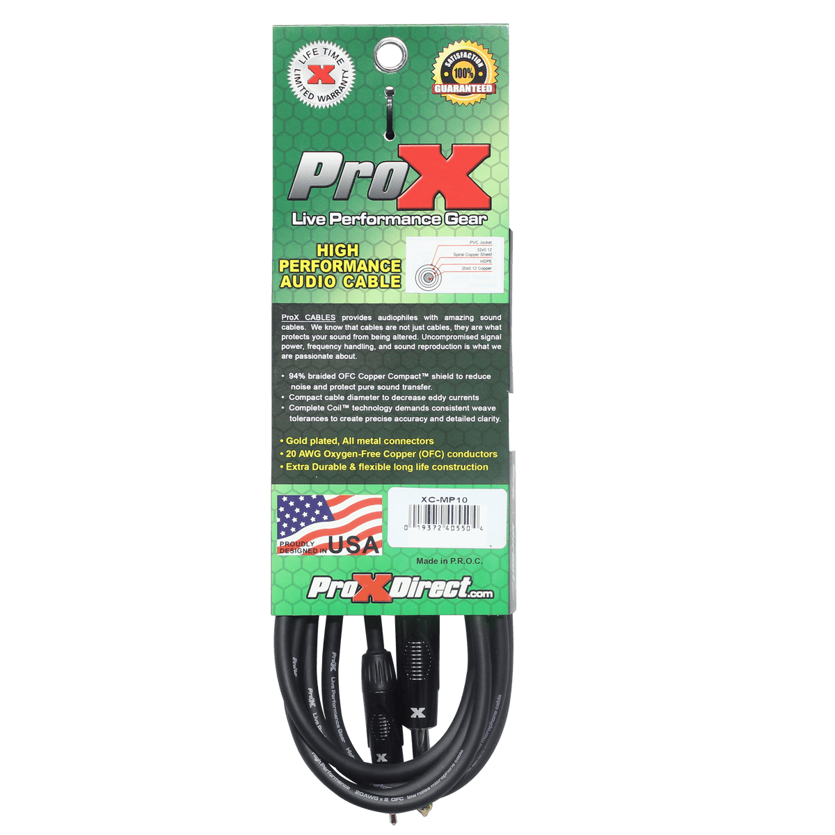 ProX 10 Ft. Unbalanced TRS-M Mini 1/8" to TS-M High Performance Audio Cable.
