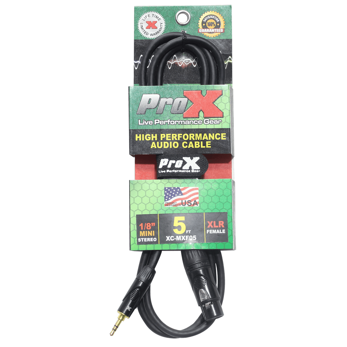 ProX 5 Ft. Unbalanced 3.5mm TRS-M Mini to XLR3-F High Performance Audio Cable.