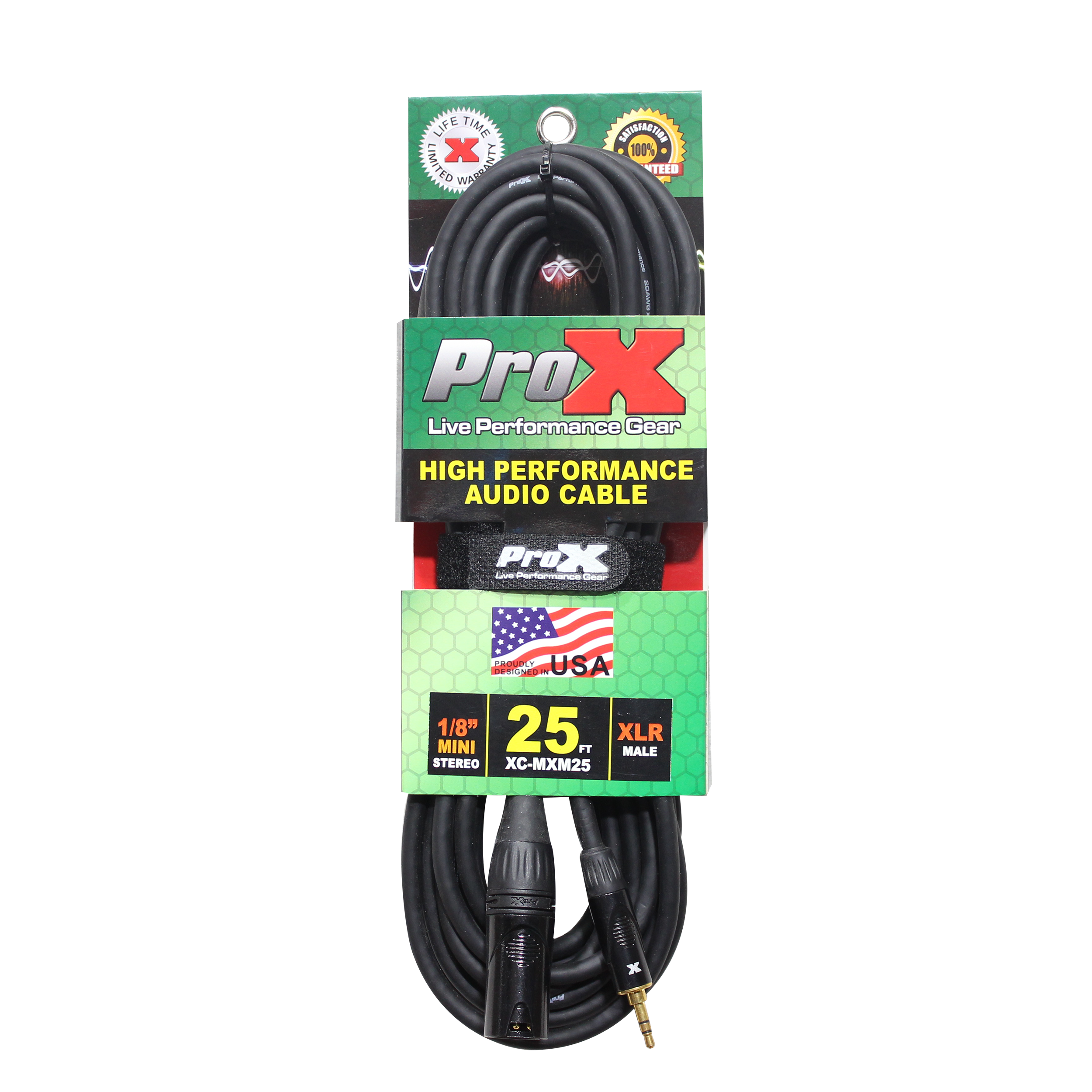 ProX 25 Ft. Unbalanced 1/8" (3.5mm) TRS-M Mini to XLR3-M High Performance Audio Cable