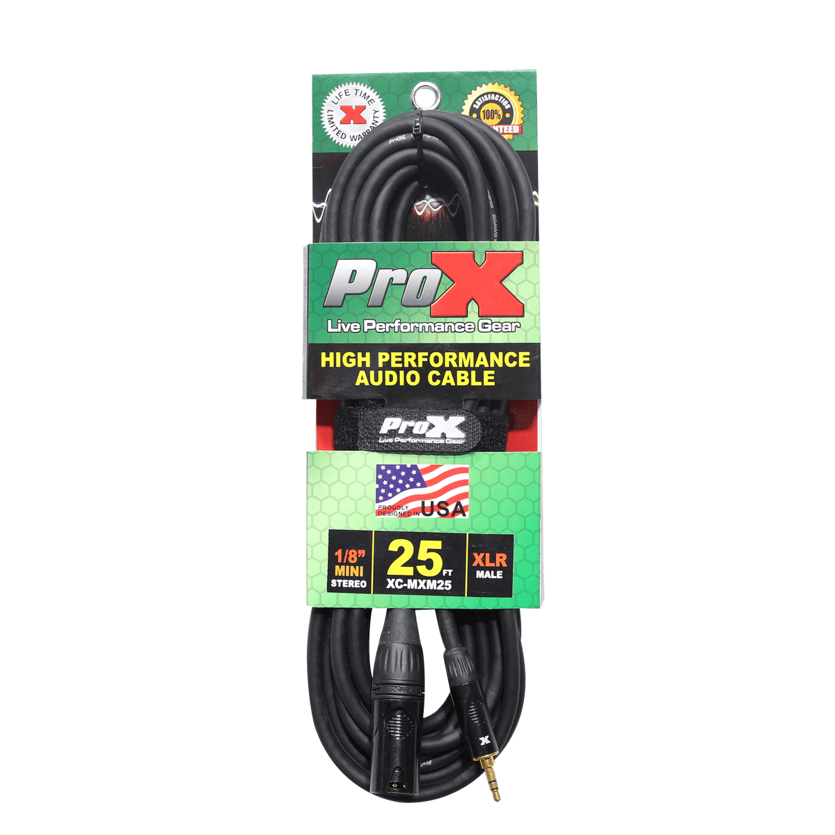 ProX 25 Ft. Unbalanced 1/8" (3.5mm) TRS-M Mini to XLR3-M High Performance Audio Cable.