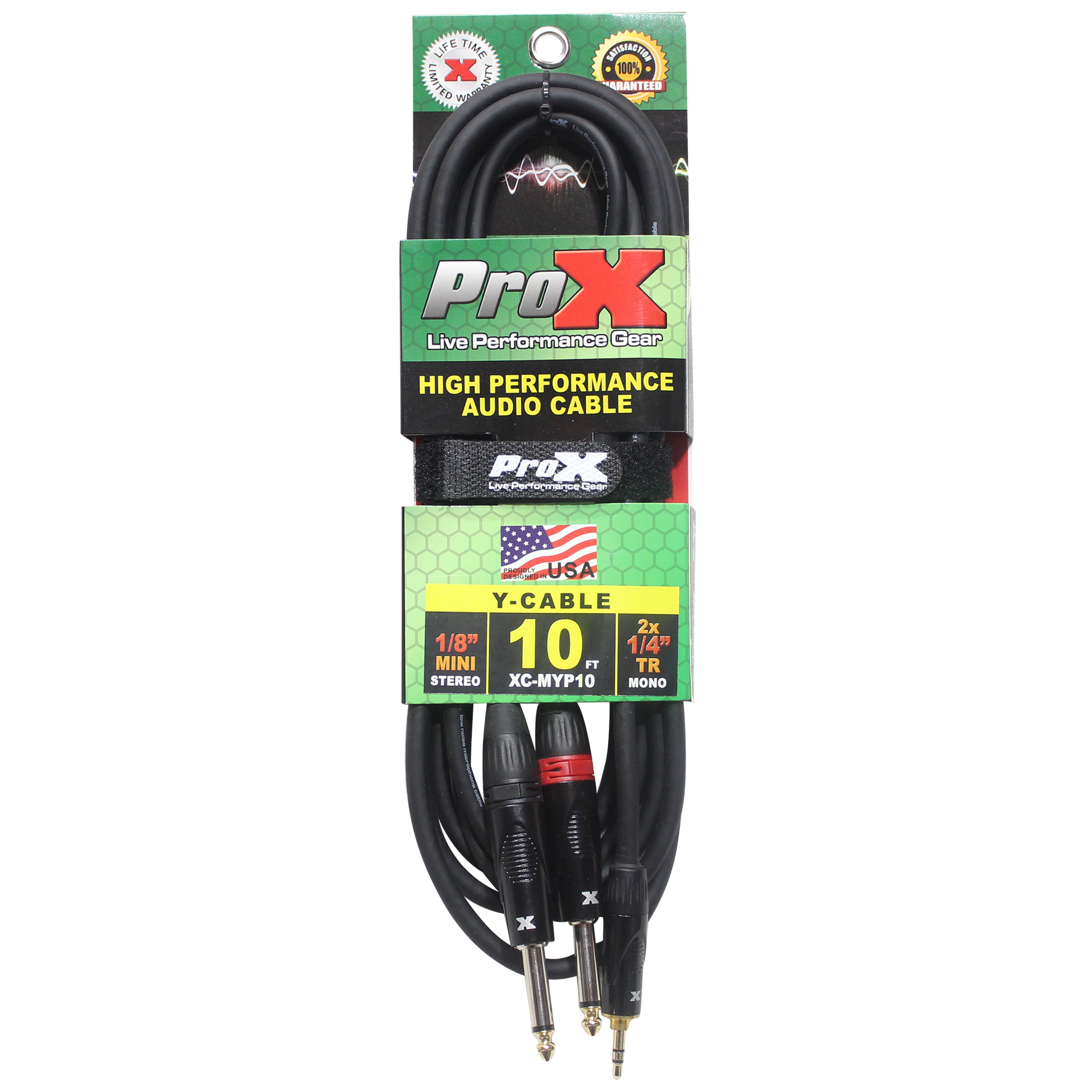 ProX 10 Ft. Unbalanced 3.5mm. Mini-TRS to Dual TS-M High Performance Audio Y Cable