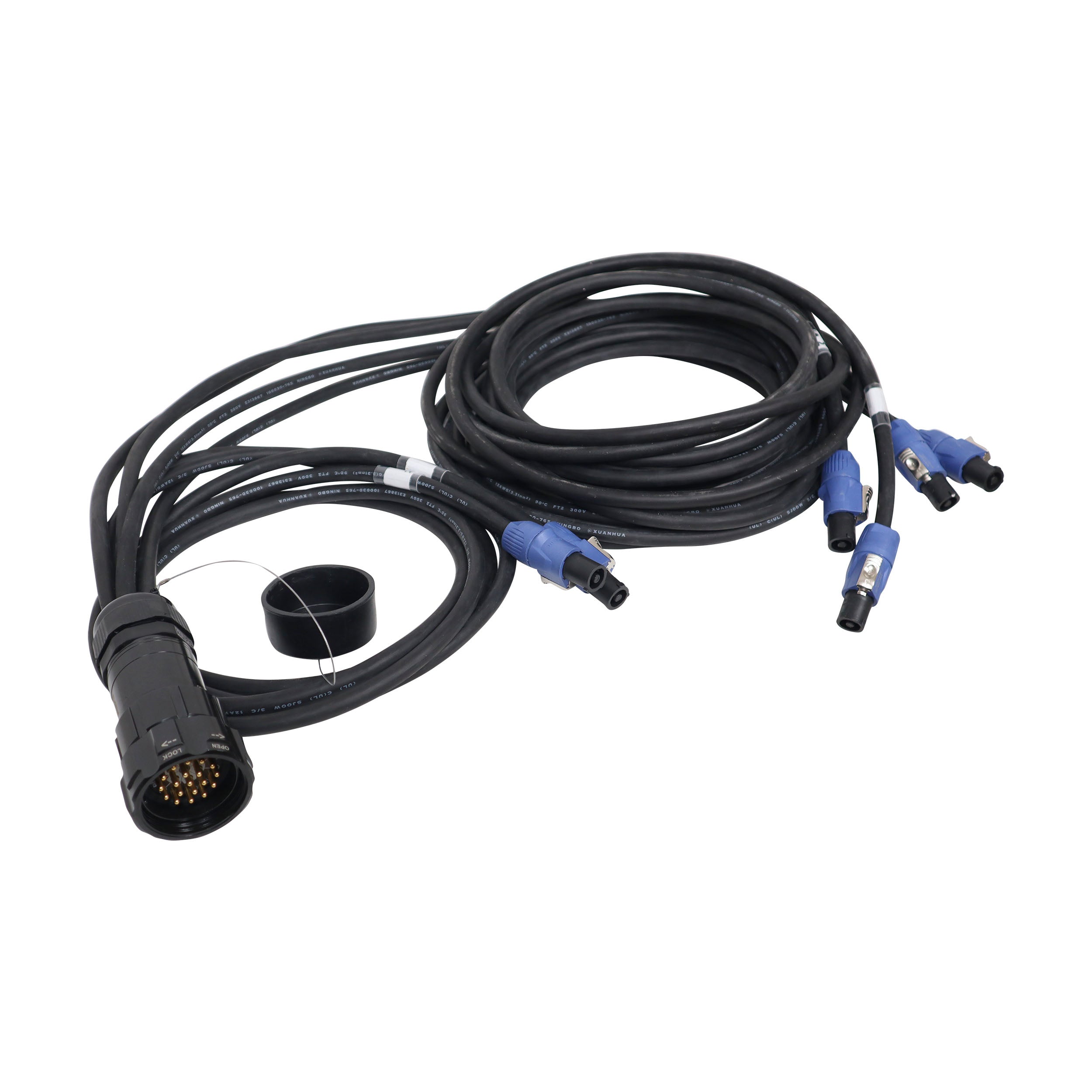 ProX 19-Pin Kupo WPS-5219LM to 6x PowerCon Blue 2x 6ft 2x 10ft 2x 16f SJOOW - 12AWG