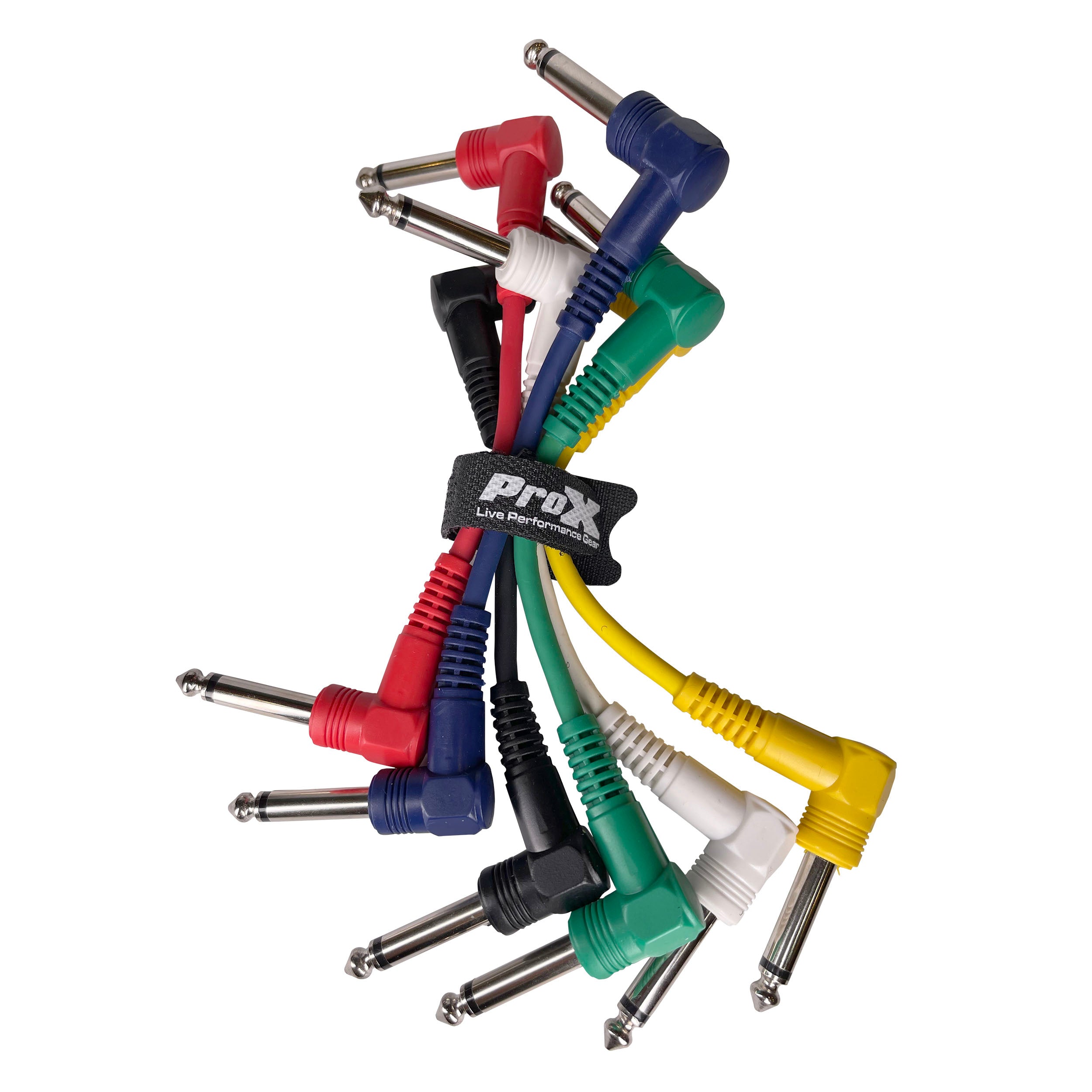 ProX 6-Pack of 6" inch Premium Patch Cables 1/4" TS Male to 1/4" TS Male Right Angle Audio Instrument Pedal Effects Rack Cable