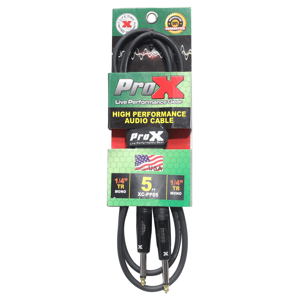 ProX 5' Ft. Unbalanced 1/4" TS-M to 1/4" TS-M High Performance Pro Audio Instrument Guitar Cable.