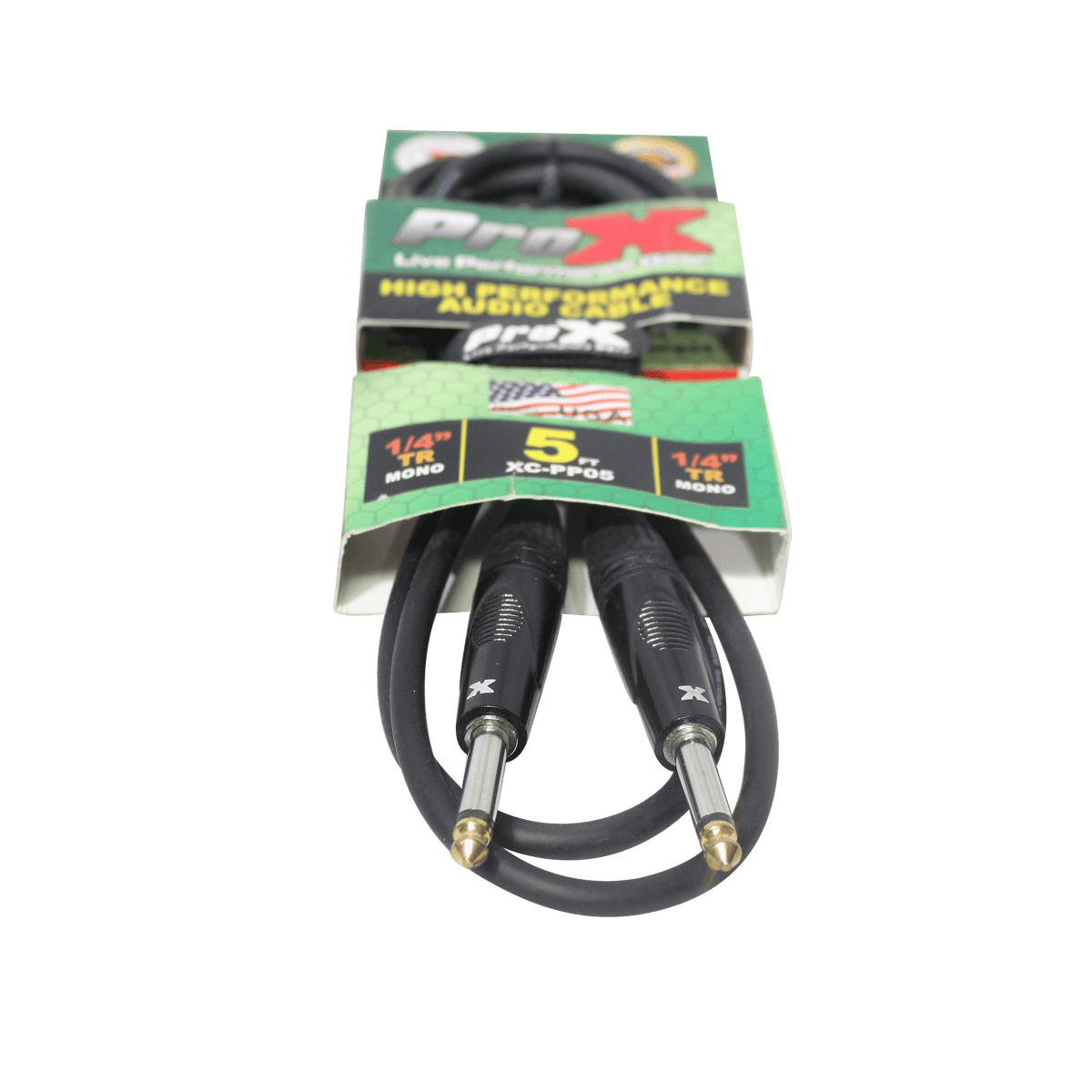 ProX 5' Ft. Unbalanced 1/4" TS-M to 1/4" TS-M High Performance Pro Audio Instrument Guitar Cable.