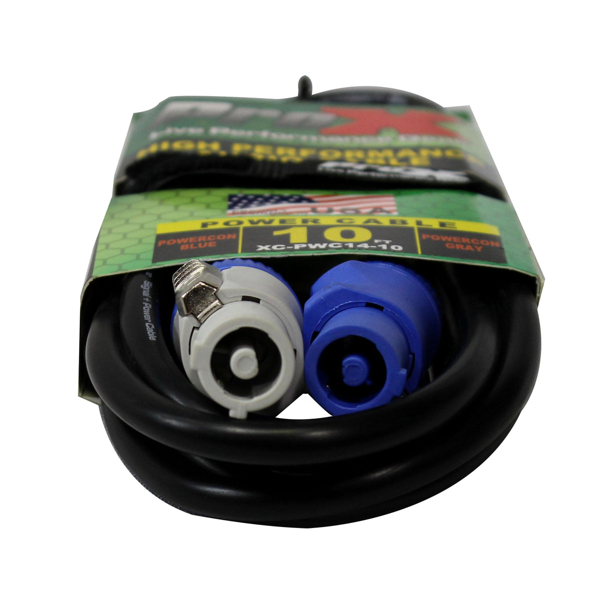 ProX 10 Ft. 14 AWG High Performance Power Connection Link Grey Male to Blue Male for Power Connection compatible devices.