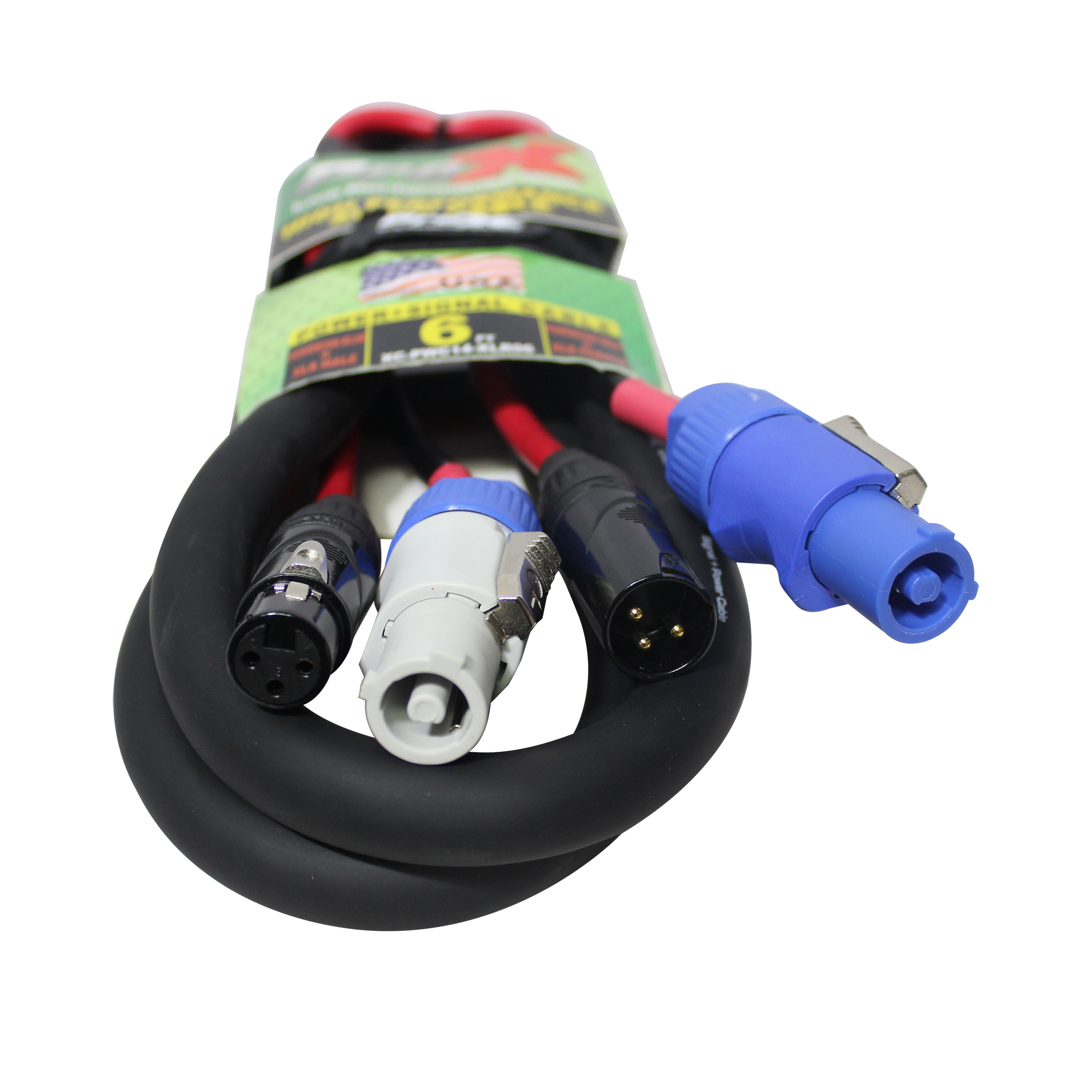 ProX 6' Ft Dual 14AWG Powerkon to Dual XLR Combo Link Jumper Cable