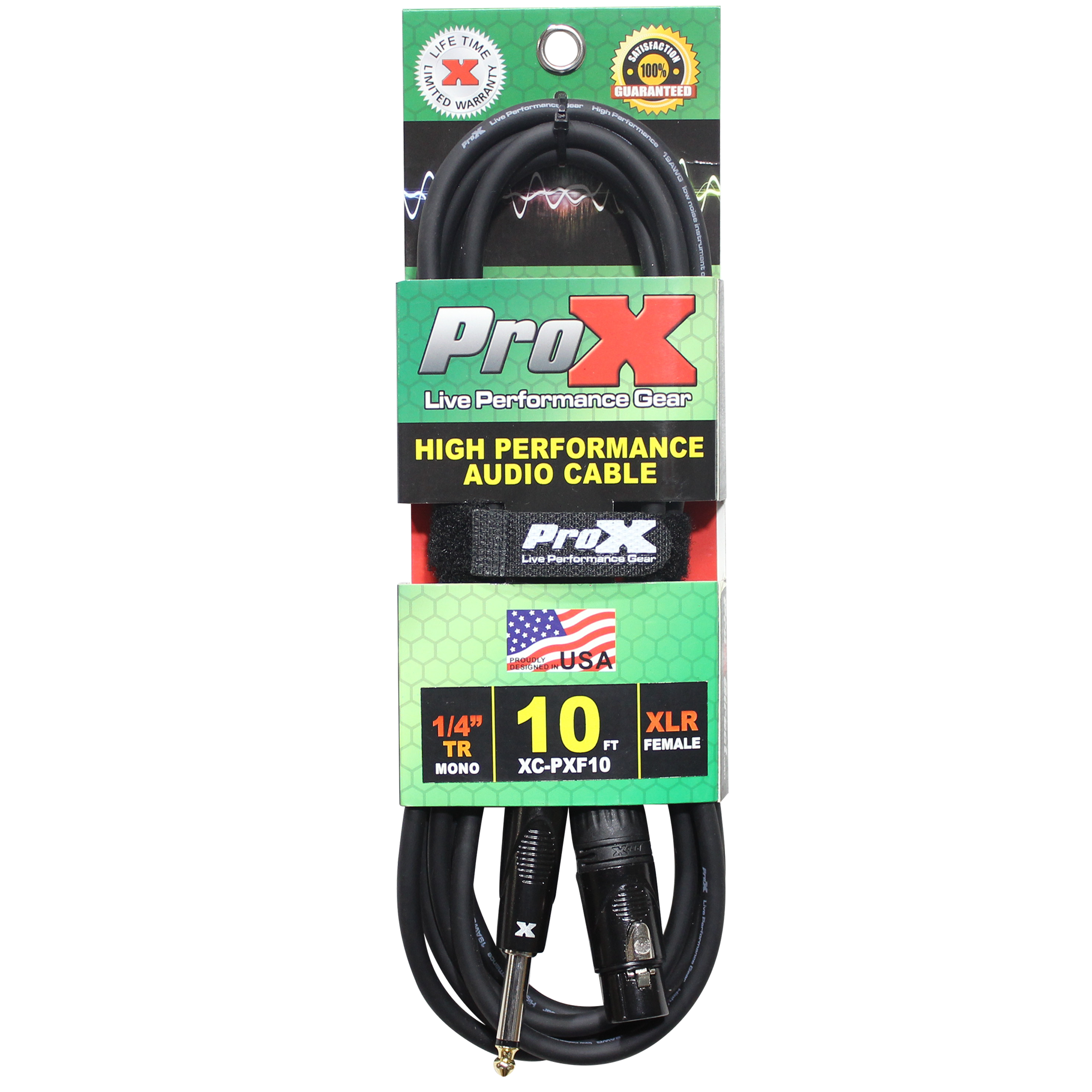 ProX 10 Ft. Unbalanced 1/4" TS to XLR3-F High Performance Audio Cable.